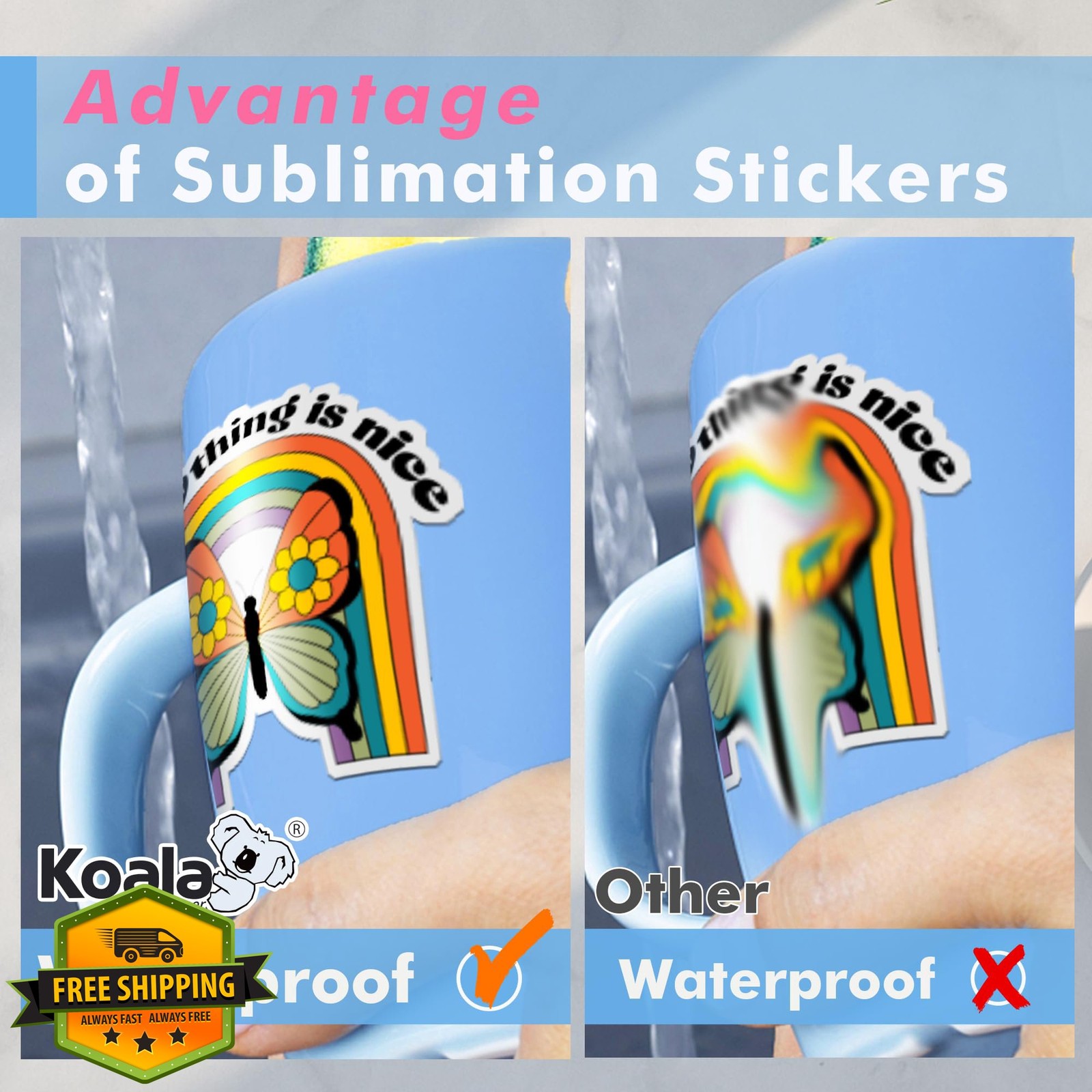 KOALA Glossy White 8.5×11″ 25 Sheet Waterproof Sublimation Sticker Paper