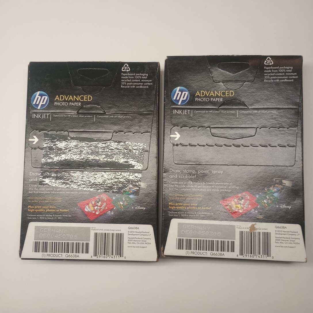 2 Packs – HP Q6638A Advanced 4 x 6 Sealed Photo Glossy Inkjet Paper(200 Sheets)