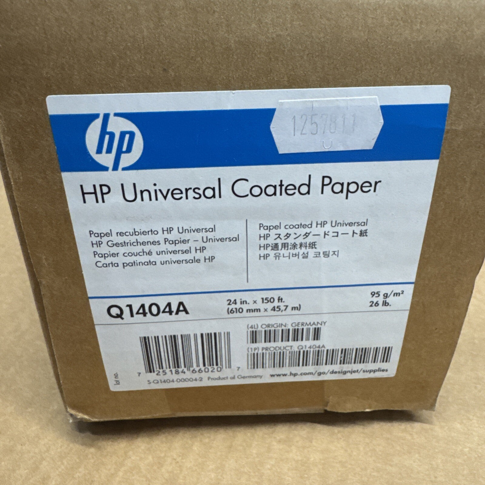 HP Q1404A Universal Coated Paper – 24″ x 150′ paper for HP designjets – 1 roll