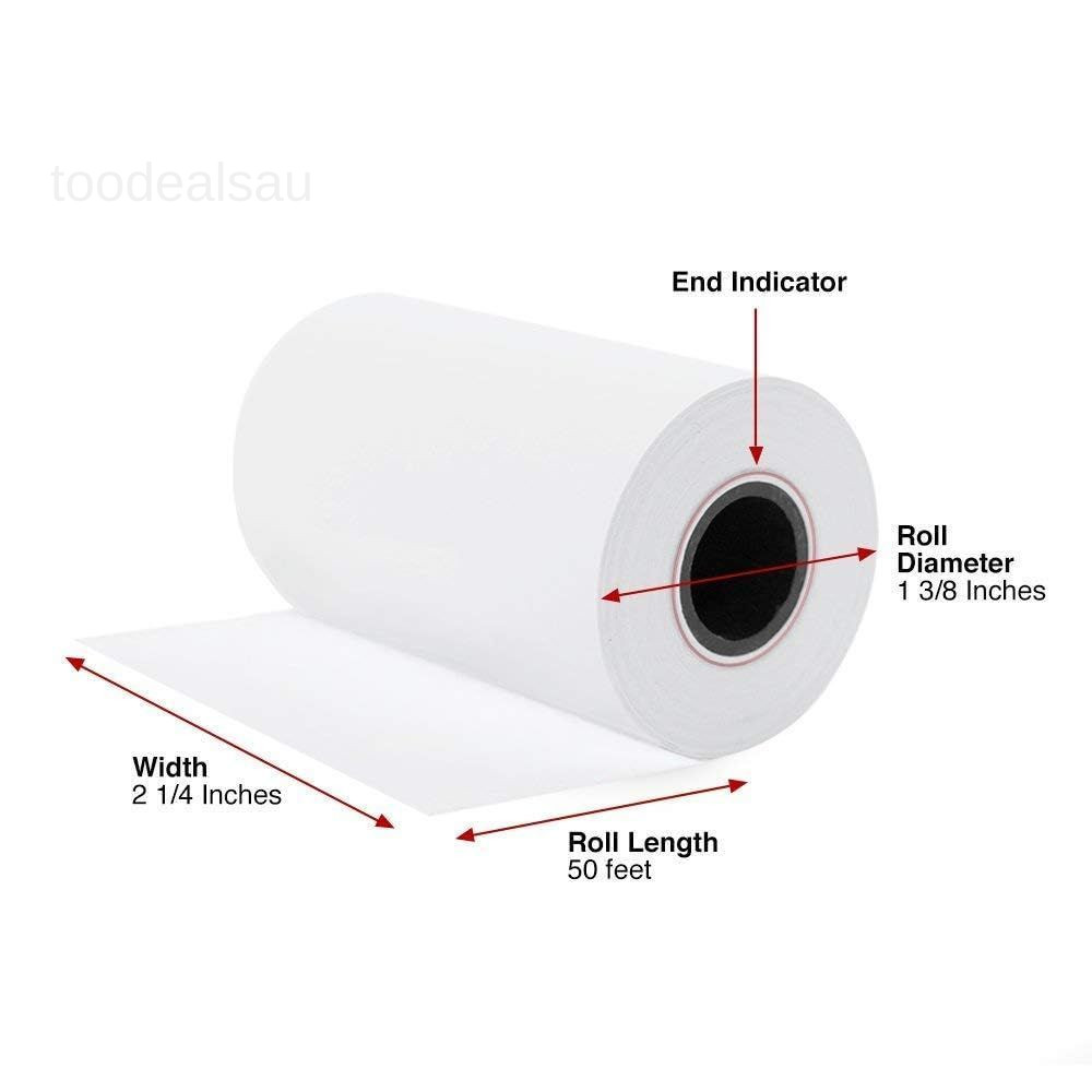 Thermal Paper 2 1/4 inch x 50 feet, Cash Register 2 x 50 White