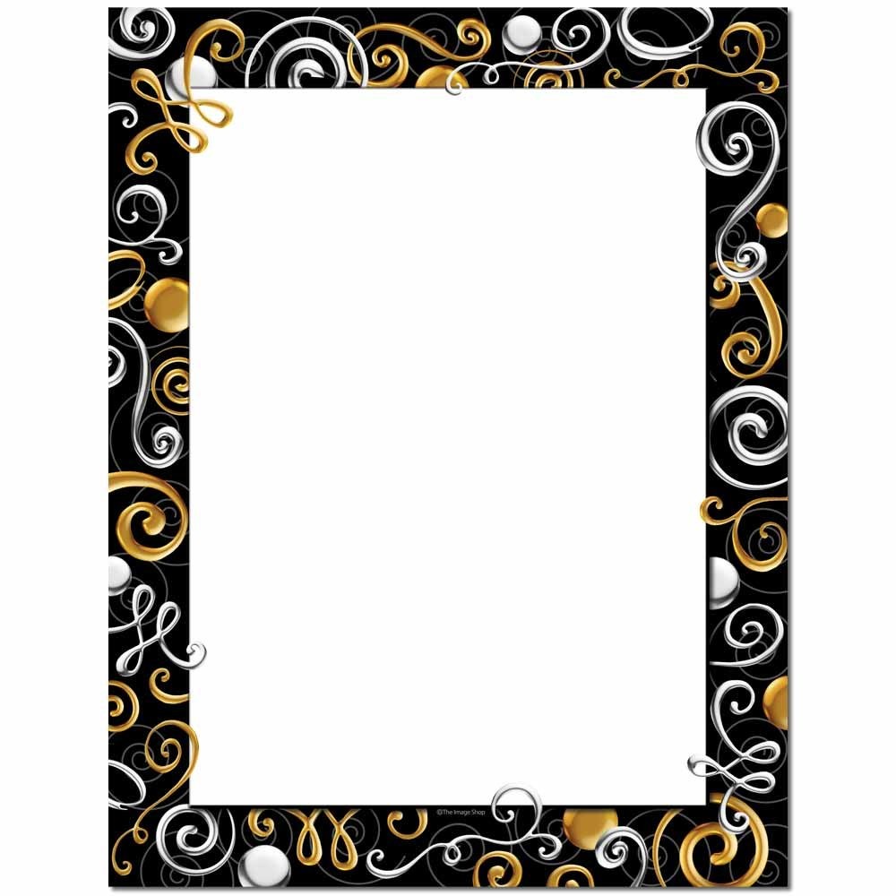 Gold Silver Swirls Letterhead Laser Inkjet Printer Paper 100 PCS