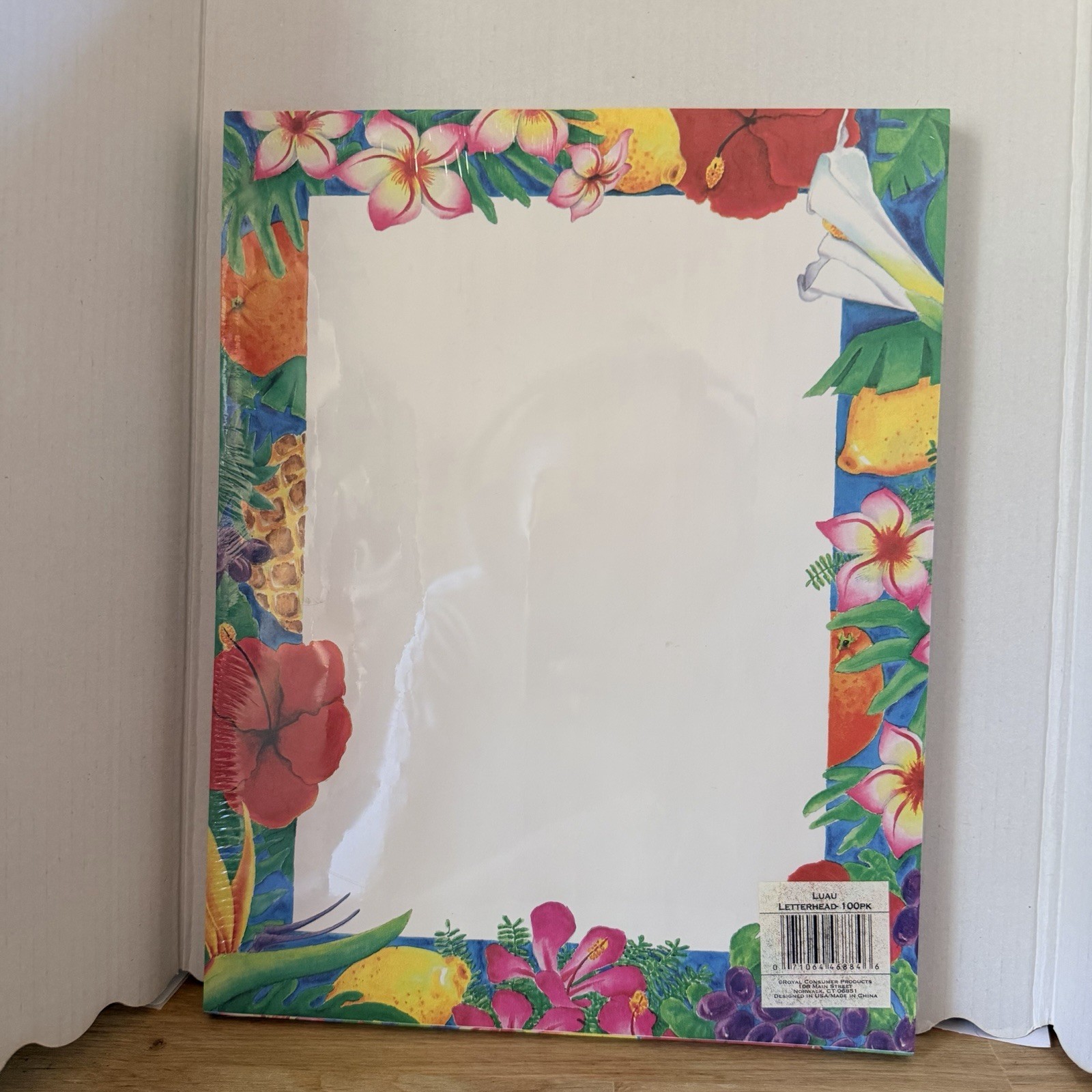 Vintage Bright Floral Luau Hawaiian Letterhead 8.5×11 Papers 100 Sheets Printer
