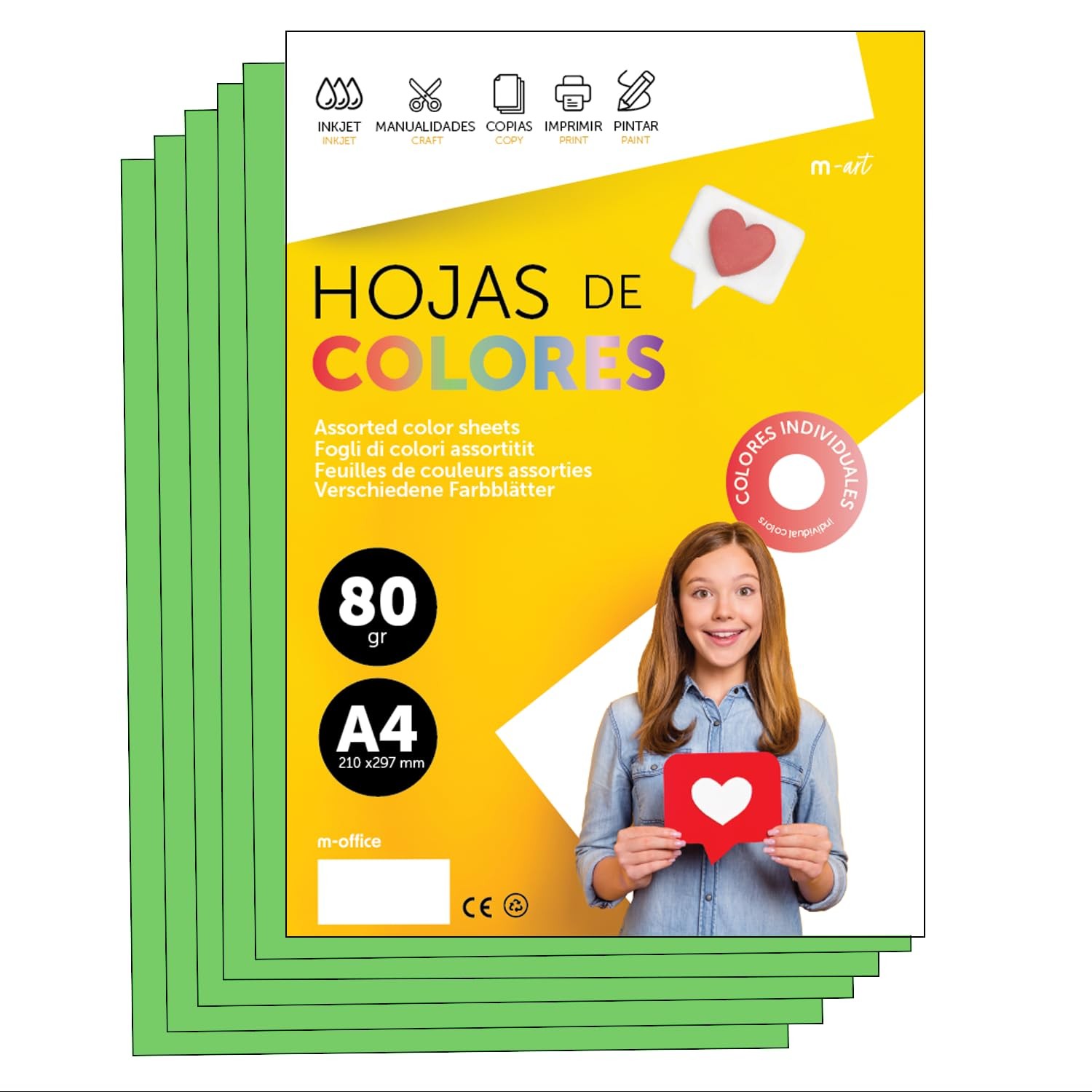 Colourful Paper A4 80g for Printers & Crafts, Coloured Sheets for Kids, Creat…