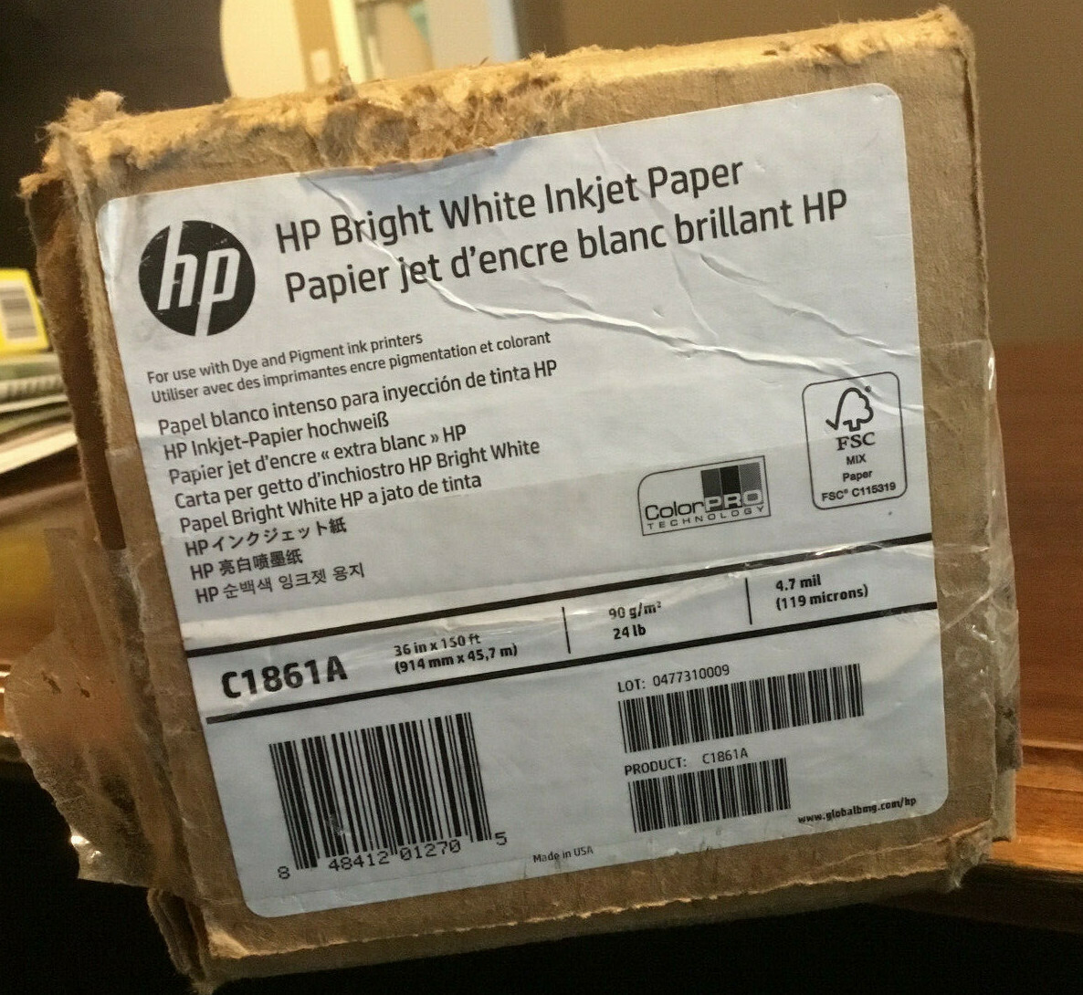 HP Bright White Inkjet Paper Roll 36″ x 150′ – NEW
