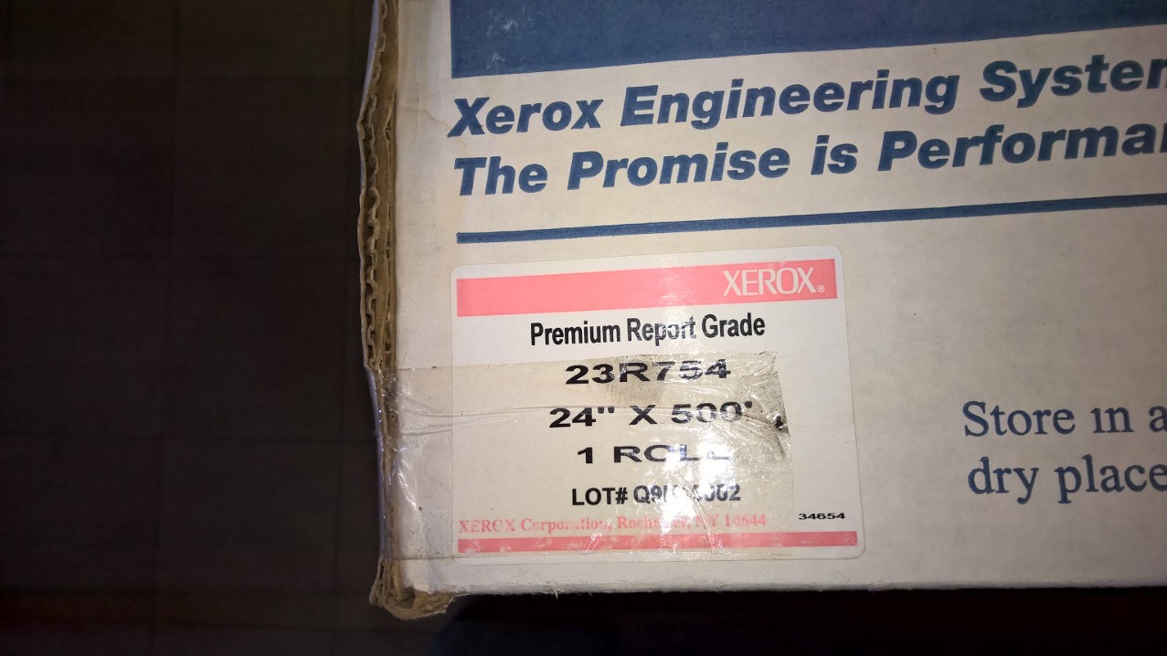 XEROX PREMIUM REPORT GRADE, 23R754, 24″ X 500′ 3″ CORE