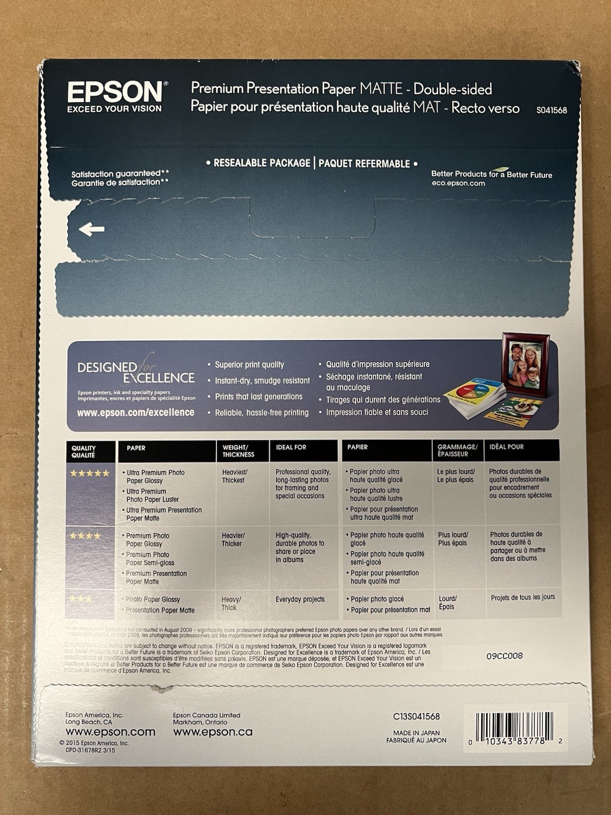 Epson Premium Presentation Paper MATTE (8.5×11 Inches, Double-sided, 50 Sheets)