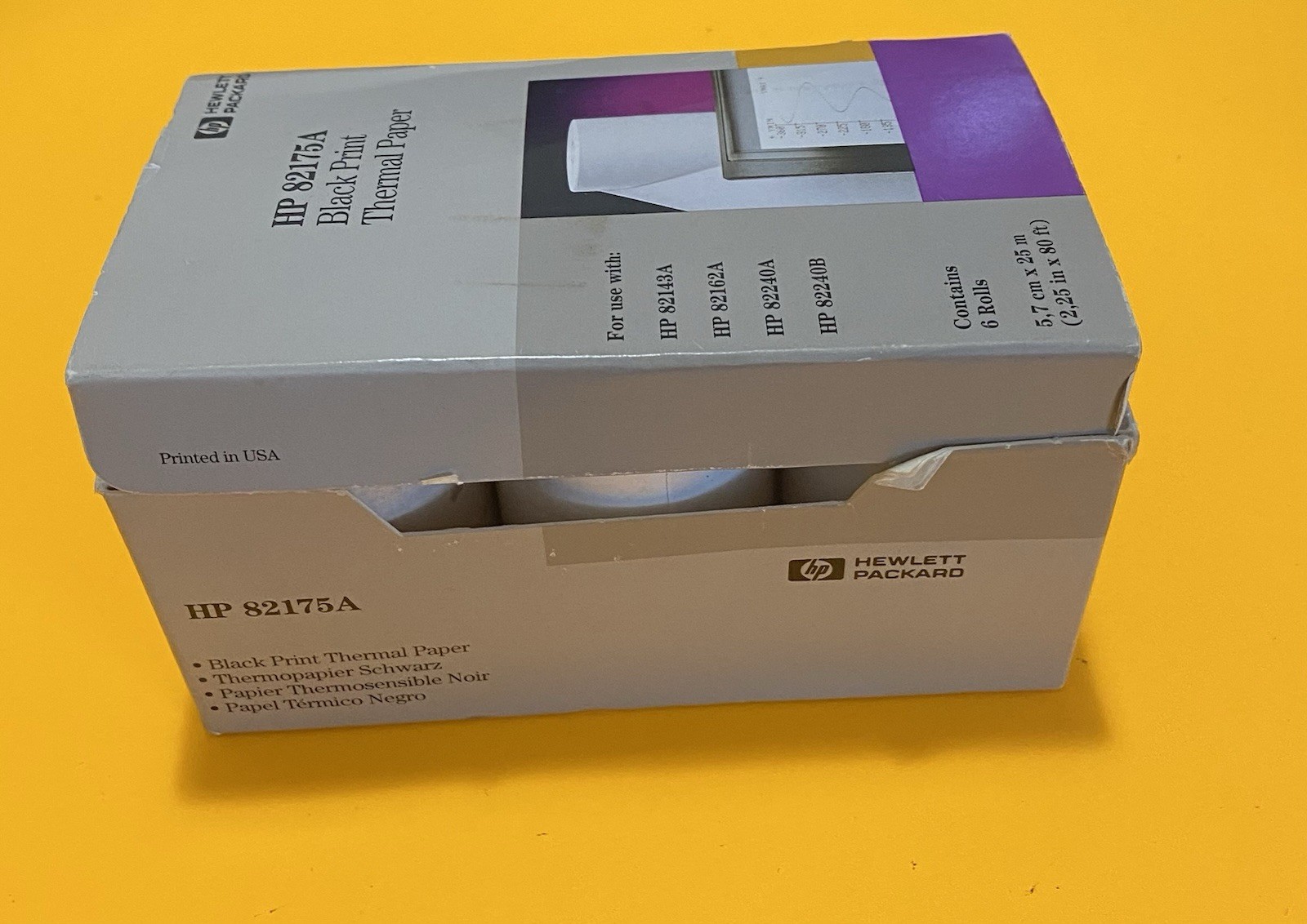 HP 82175A Black Print Thermal Paper Box of 6 Rolls READ
