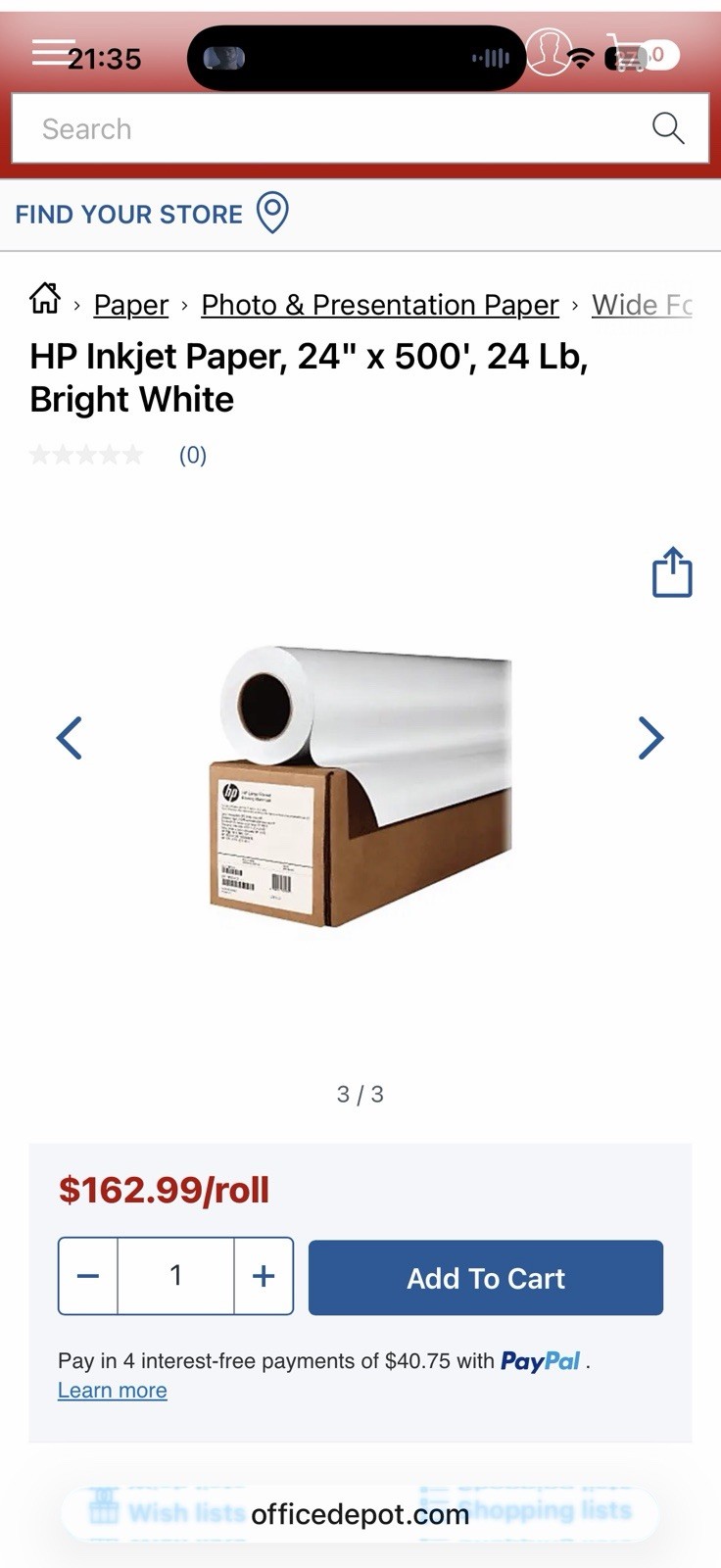 HP Professional Gloss Photo Paper – 36in x 100ft – 1 Roll (E4J42A) *Brand New*