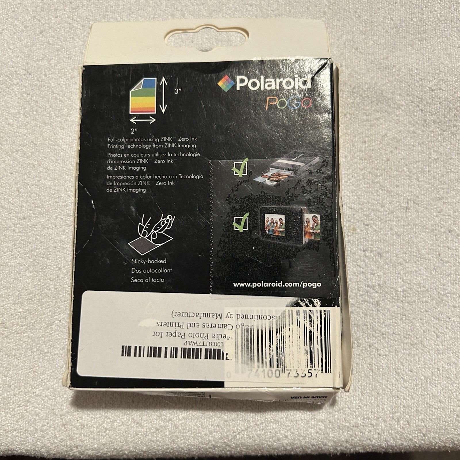 Polaroid PoGo ZINK Glossy Multicolor 2×3 in Printer Photo Paper 30 Sheets ~ NEW