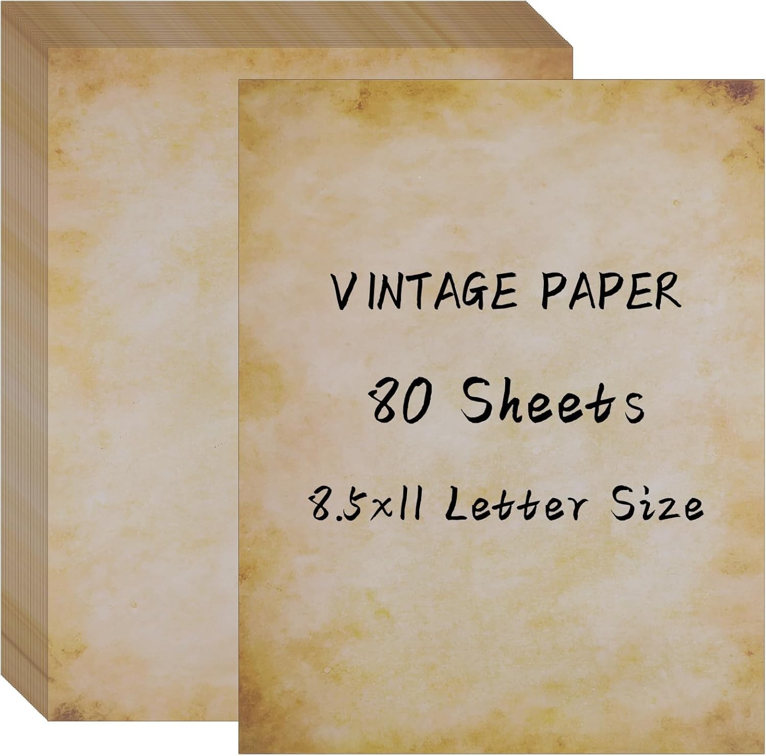 Retro 80 Sheets Aged Parchment Paper – 8.5″ x 11″ for Scrapbooking and Writing