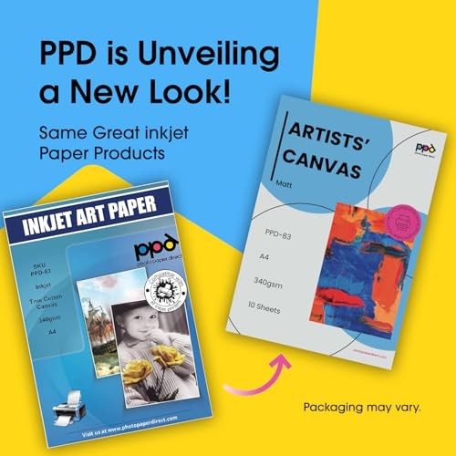 PPD Printable Canvas Fabric Sheets 8.5×11 Inkjet Printer Paper 100% Cotton 10 Pa