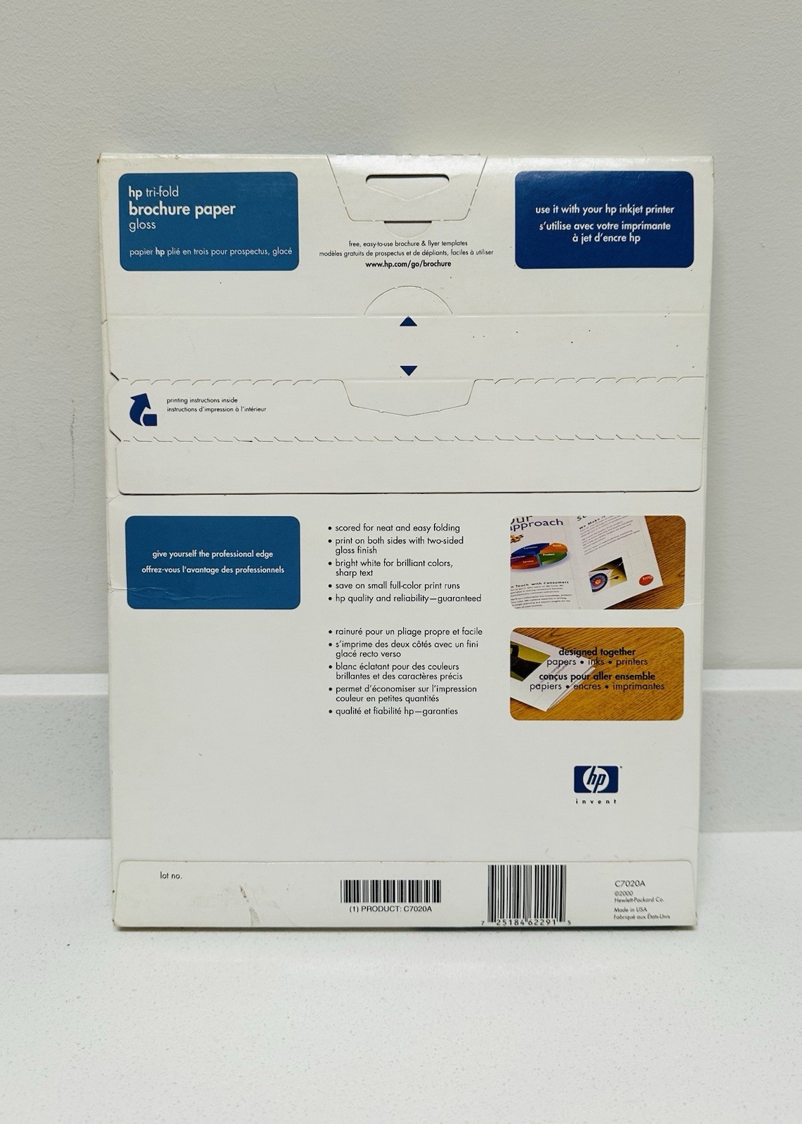 HP Tri-fold Glossy Brochure Paper Inkjet 100 Sheet 8.5×11 44lb Bond