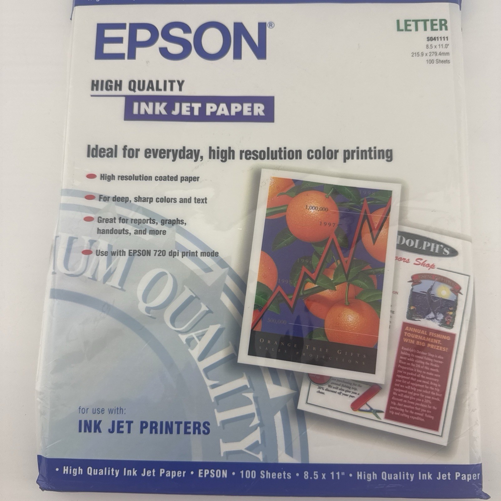Epson High Quality Inkjet Paper Matte Letter 8.5 x 11 100 Sheets S041111