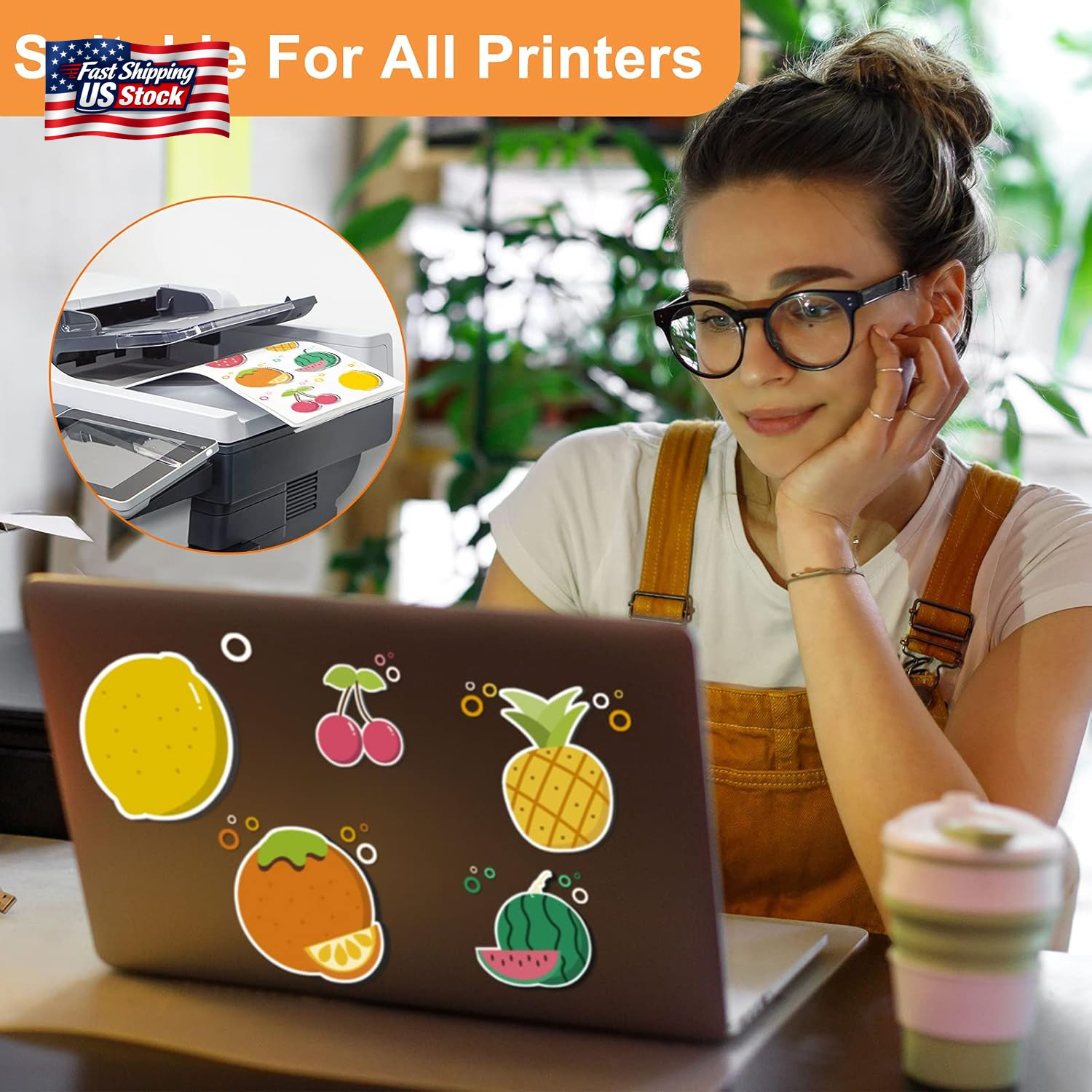 50 Sheets Frosted Waterproof Printable Vinyl Sticker Paper for Inkjet Printer &