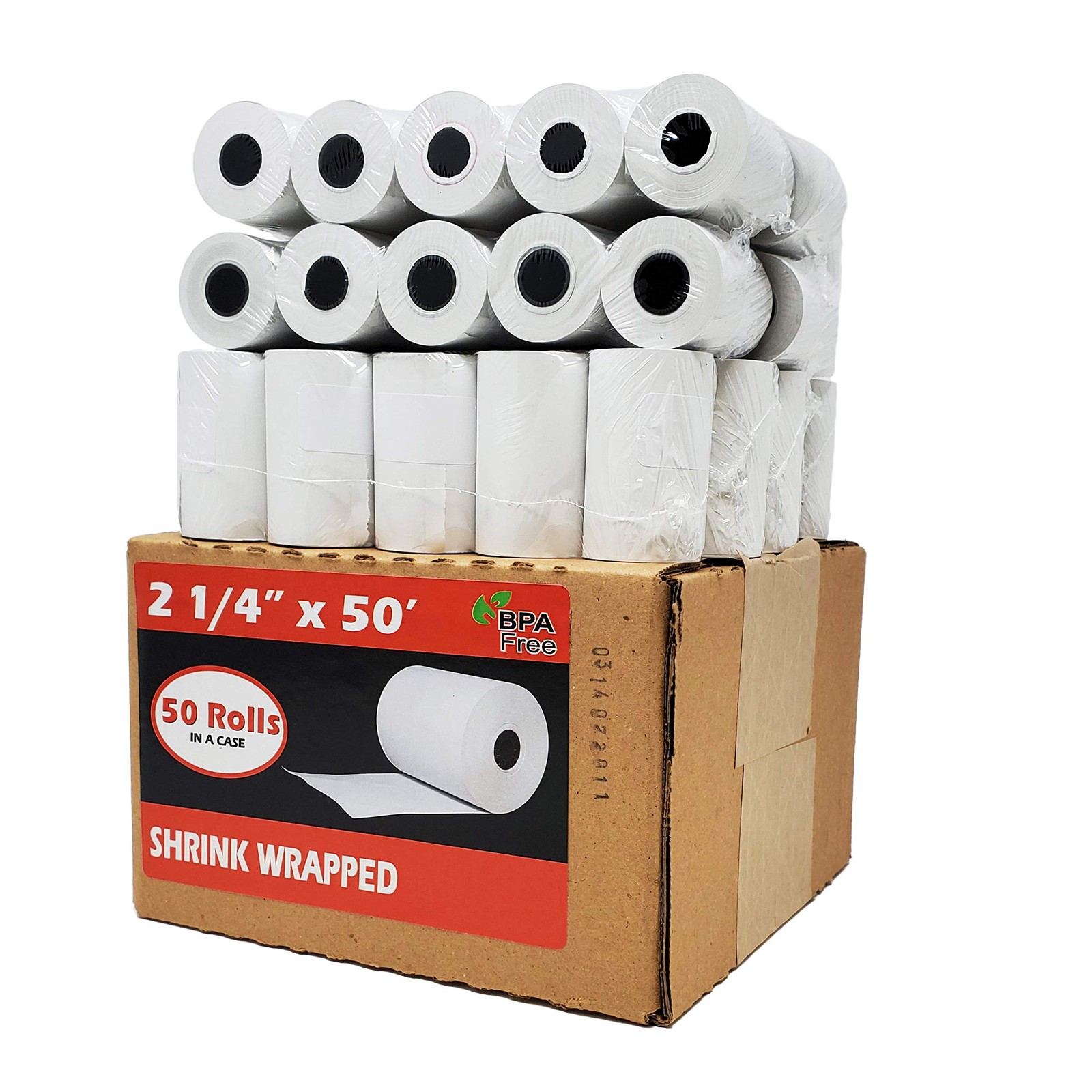 (50 Rolls) 2 1/4 x 50 Thermal Paper Receipt Rolls 55 1 Case – 50 Rolls, White