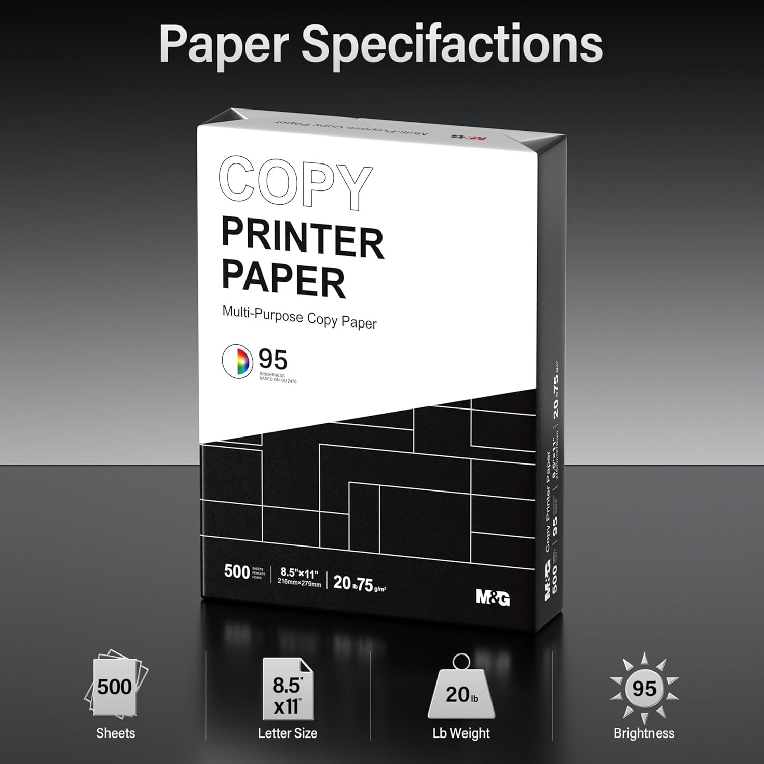 8.5×11 Jam-Free Printer Paper, 20lb Weight – Ideal for Bright, Clarity Printing