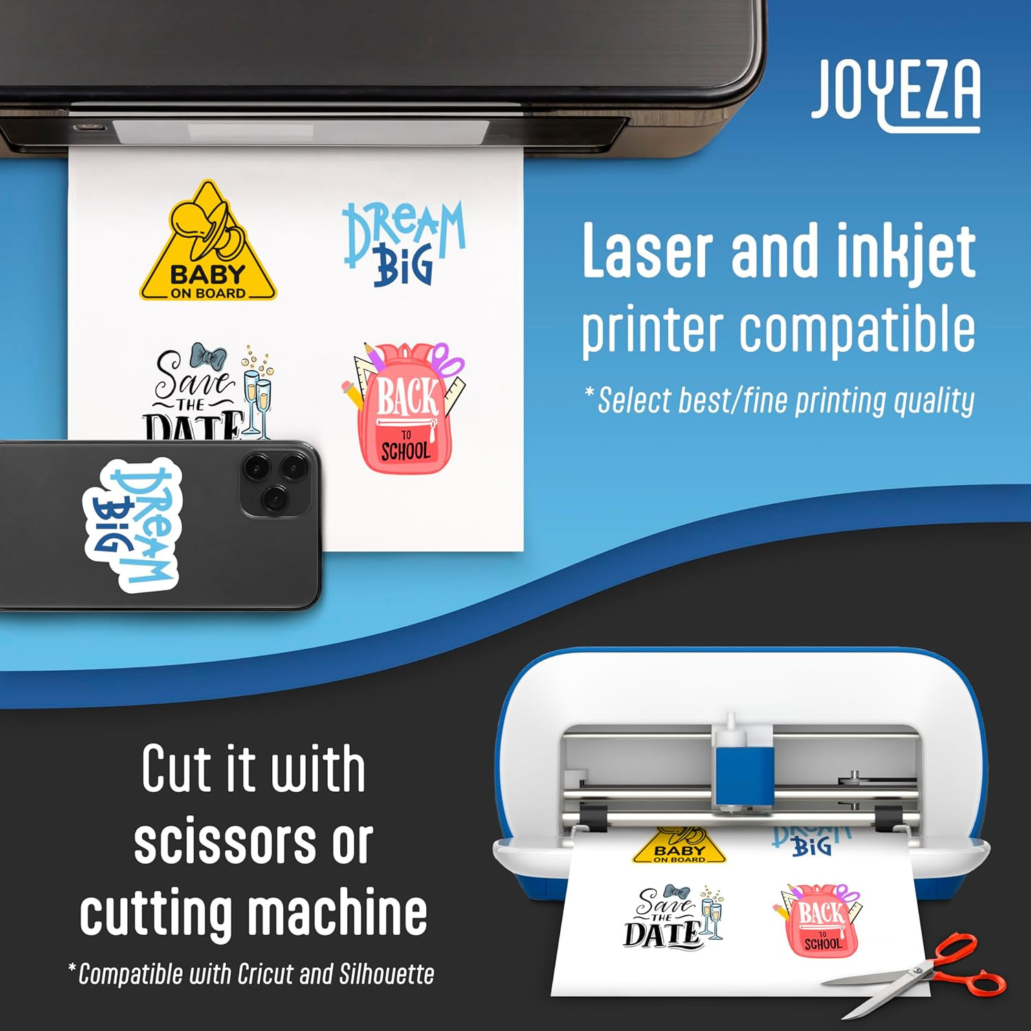 Premium Printable Vinyl Sticker Paper for Inkjet Printer – 80 Sheets Glossy W…