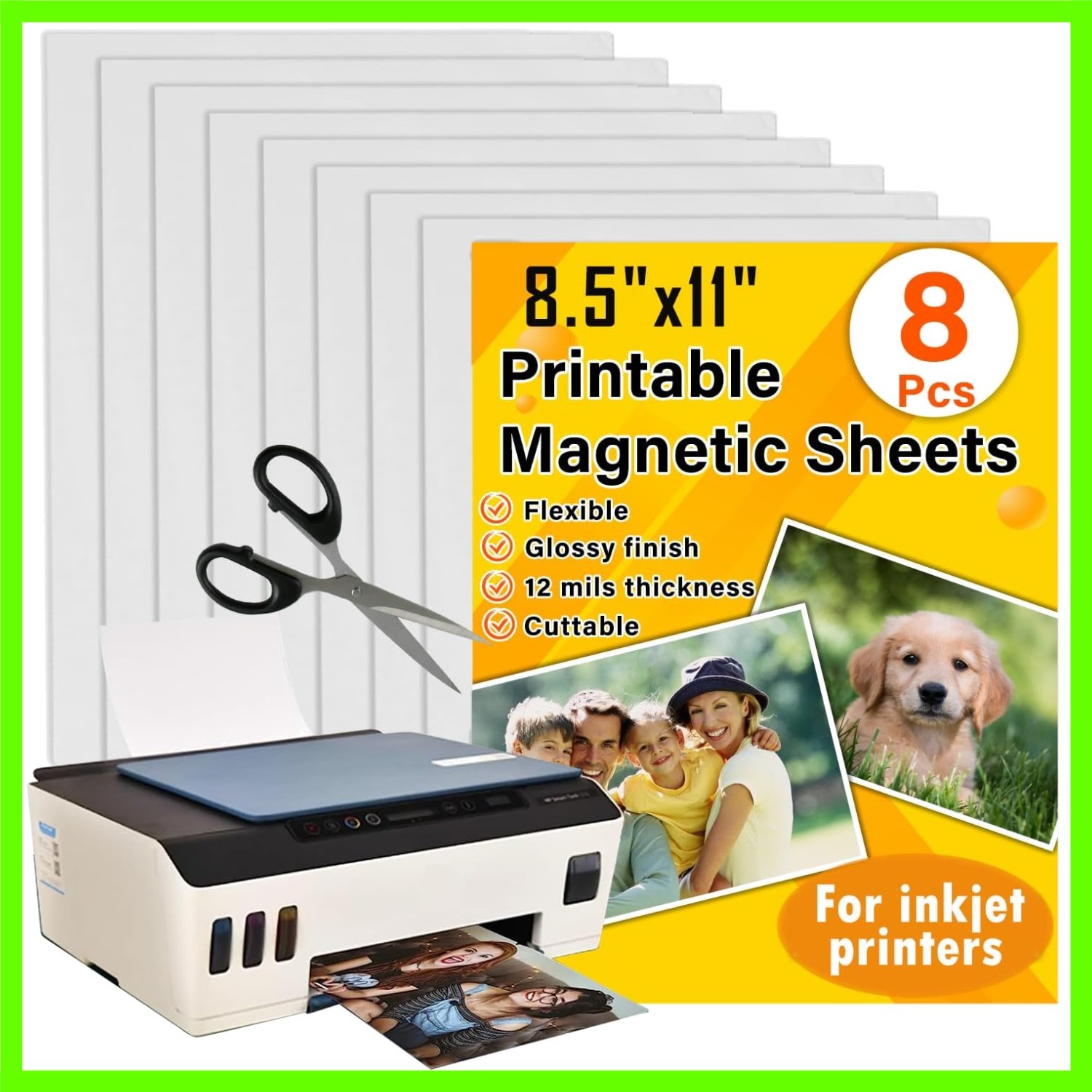 Printable Magnetic Sheets 8.5×11 Inches for Inkjet Printers, 8 Sheets Glossy …