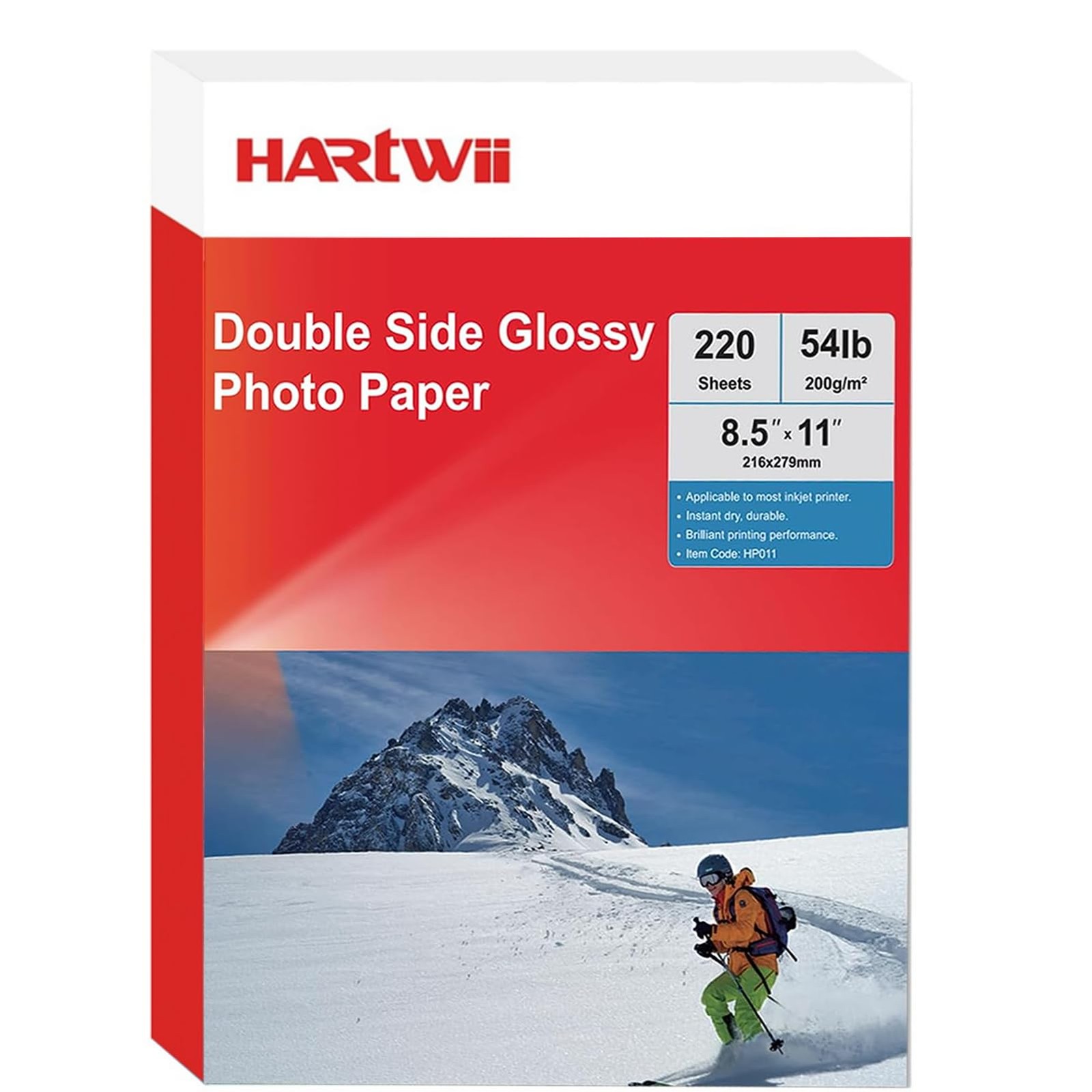 Double Sided Glossy Photo Paper 8.5×11 Inch 54LB 200GSM 220 PCS Inkjet
