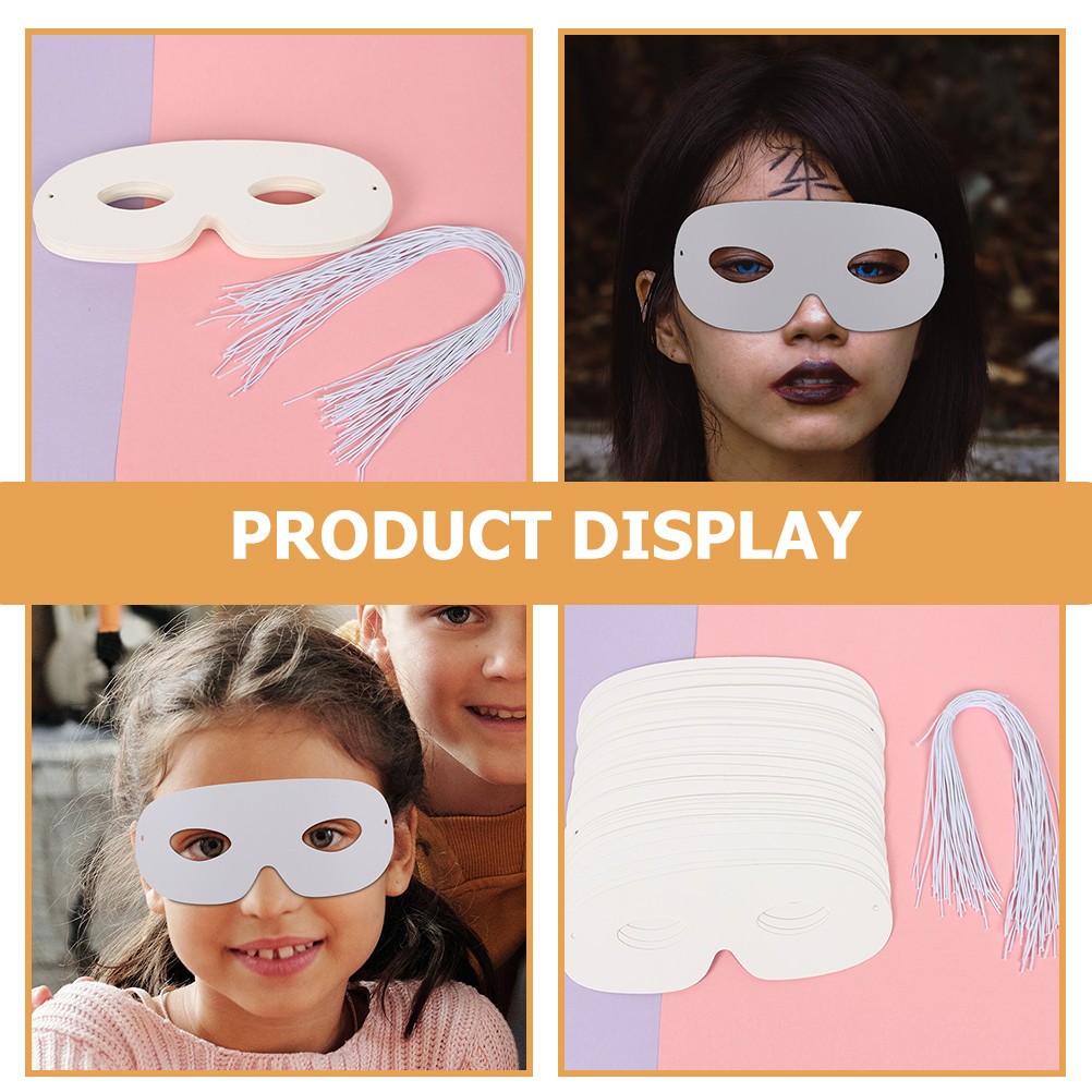 40Pcs Durable DIY White Paper Masks Party Blank for Handpainted Masquerade Use