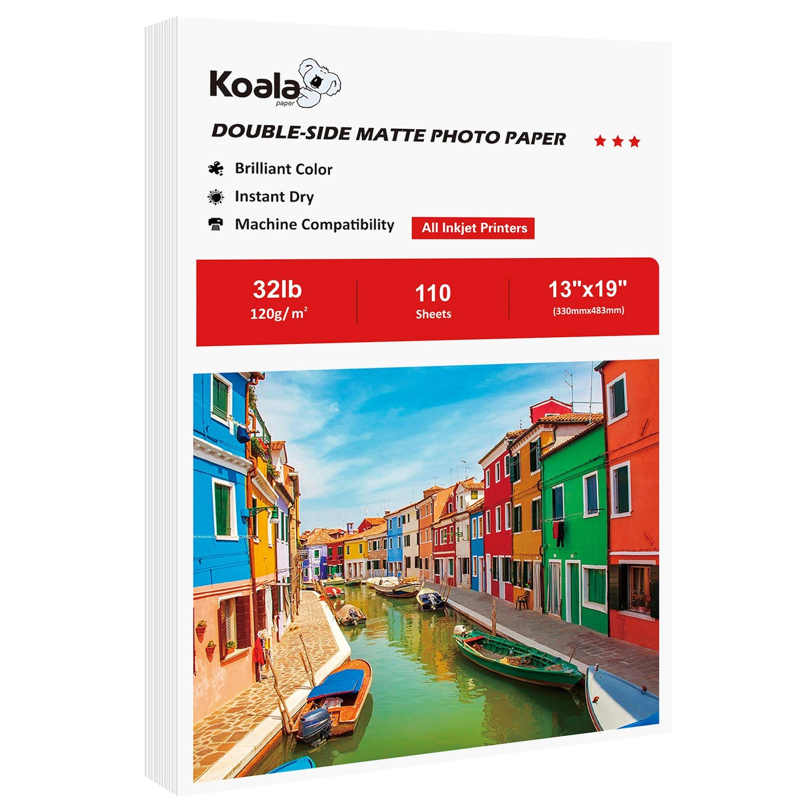 Koala Double Sided Thin Matte Printer Paper 13×19 Inch 32LB 110 Sheets