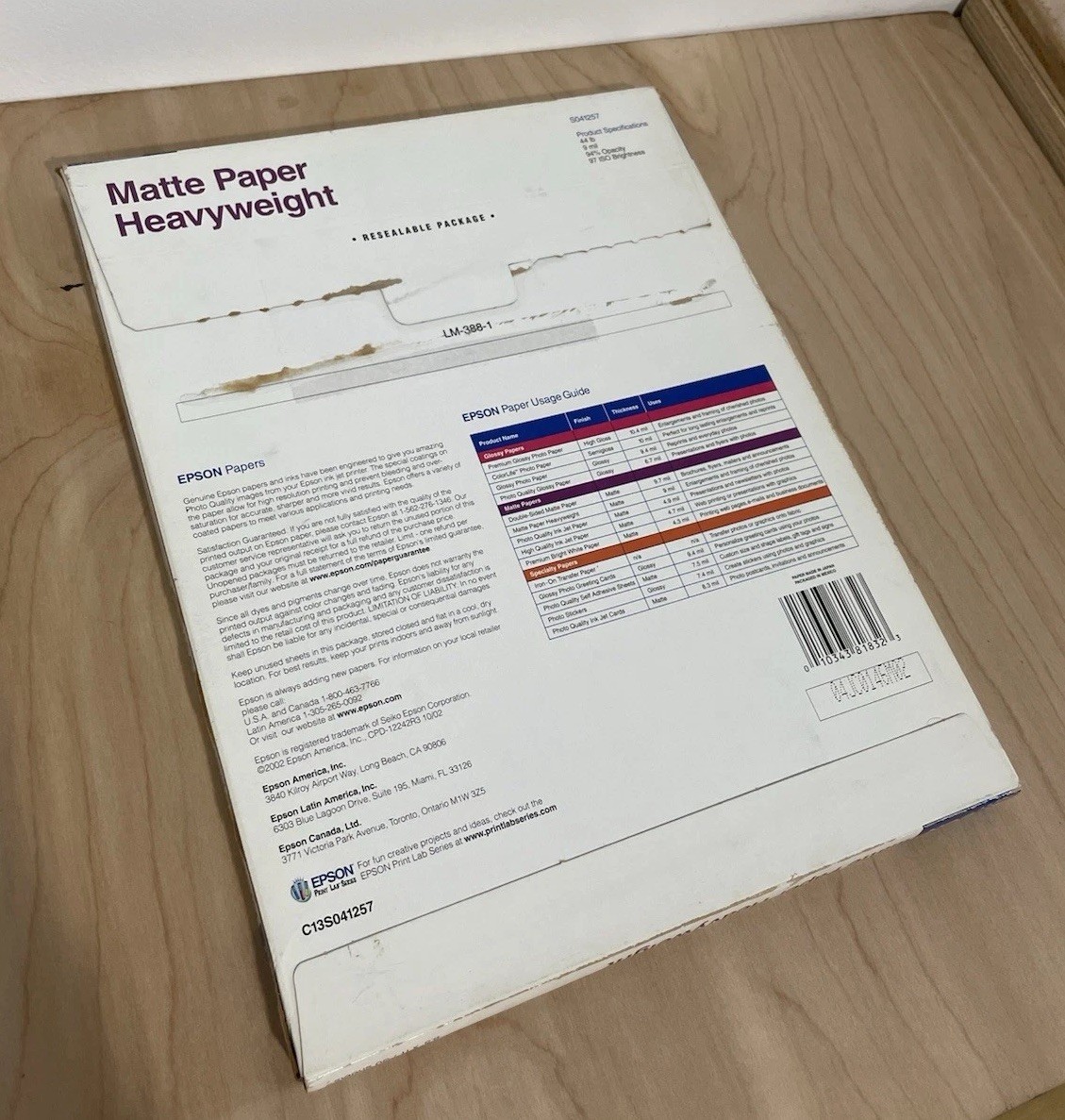 Epson – S041257 Presentation Paper – Matte – 8-1/2″x11″ – 50 pcs – Heavyweight