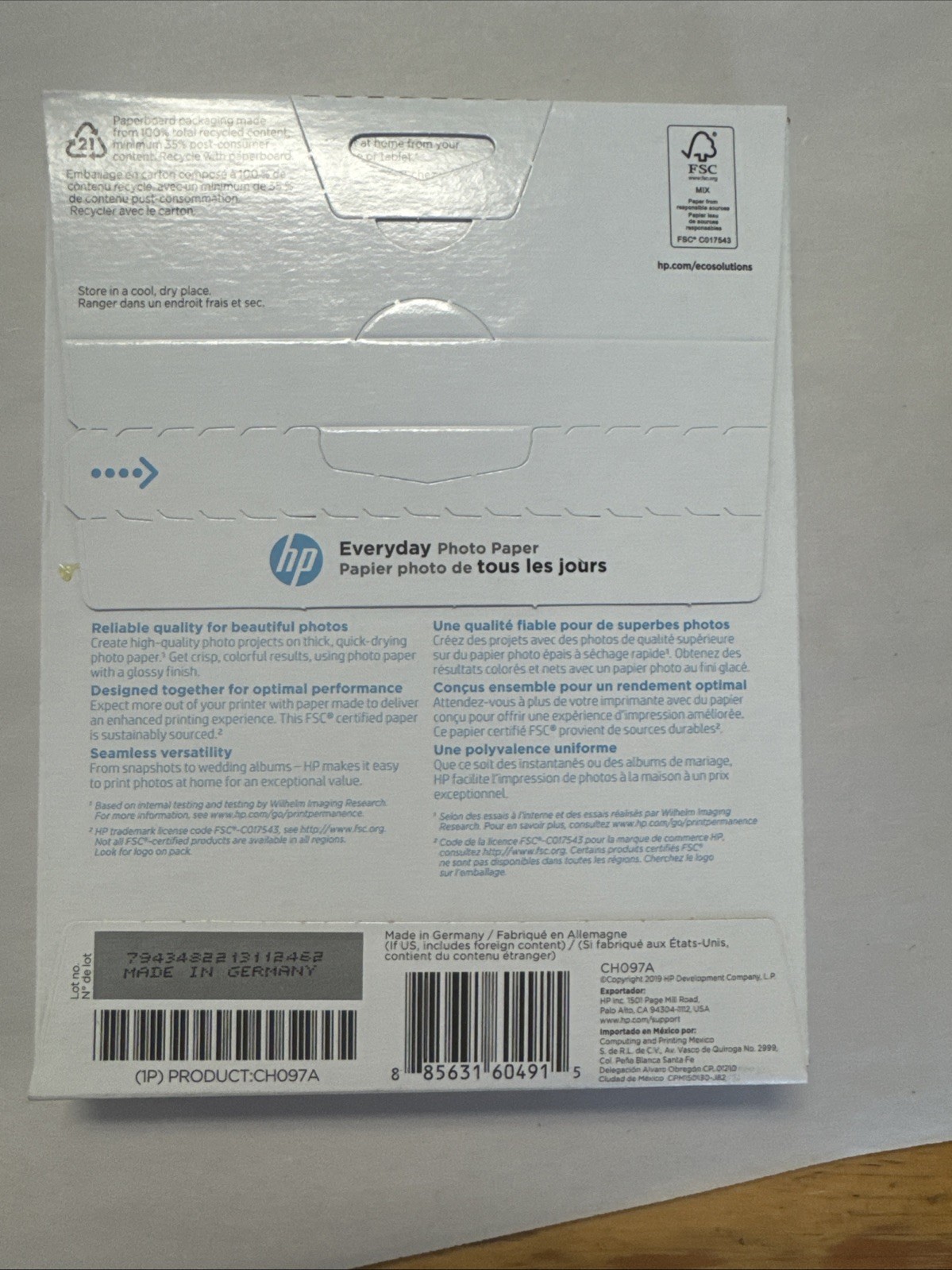 NEW HP Everyday Photo Paper 5×7 Glossy 60 Sheets Sealed in Original Packaging