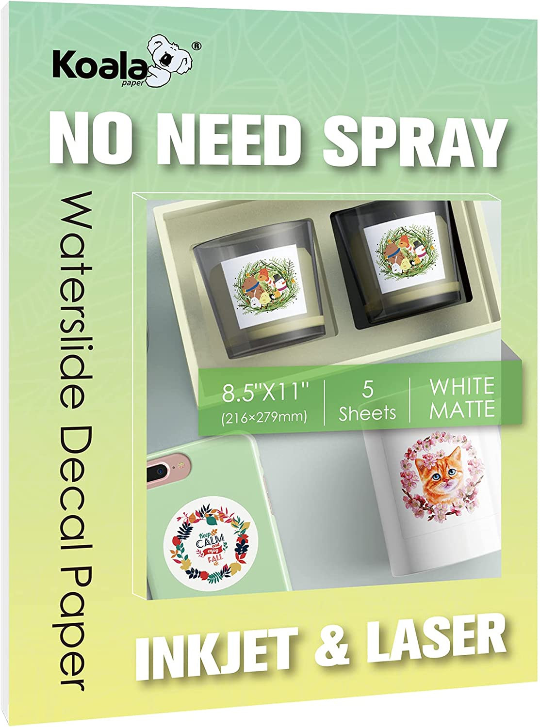 Matte Waterslide Decal Paper for INKJET & LASER Printers, No Need Spray