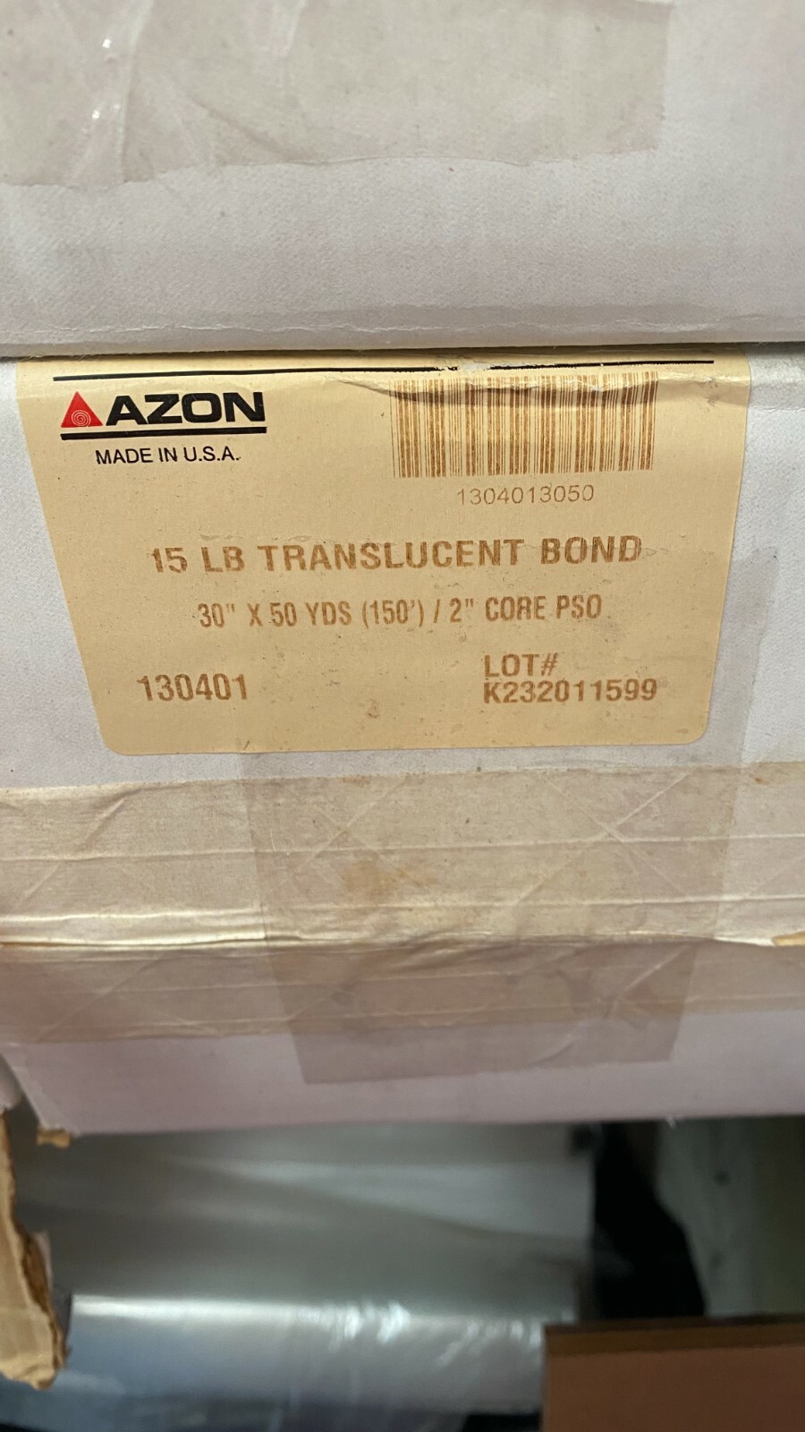 AZON Translucent Bond Paper for Inkjet – 30″ Wide Roll, 150′ Long – FOUR ROLLS