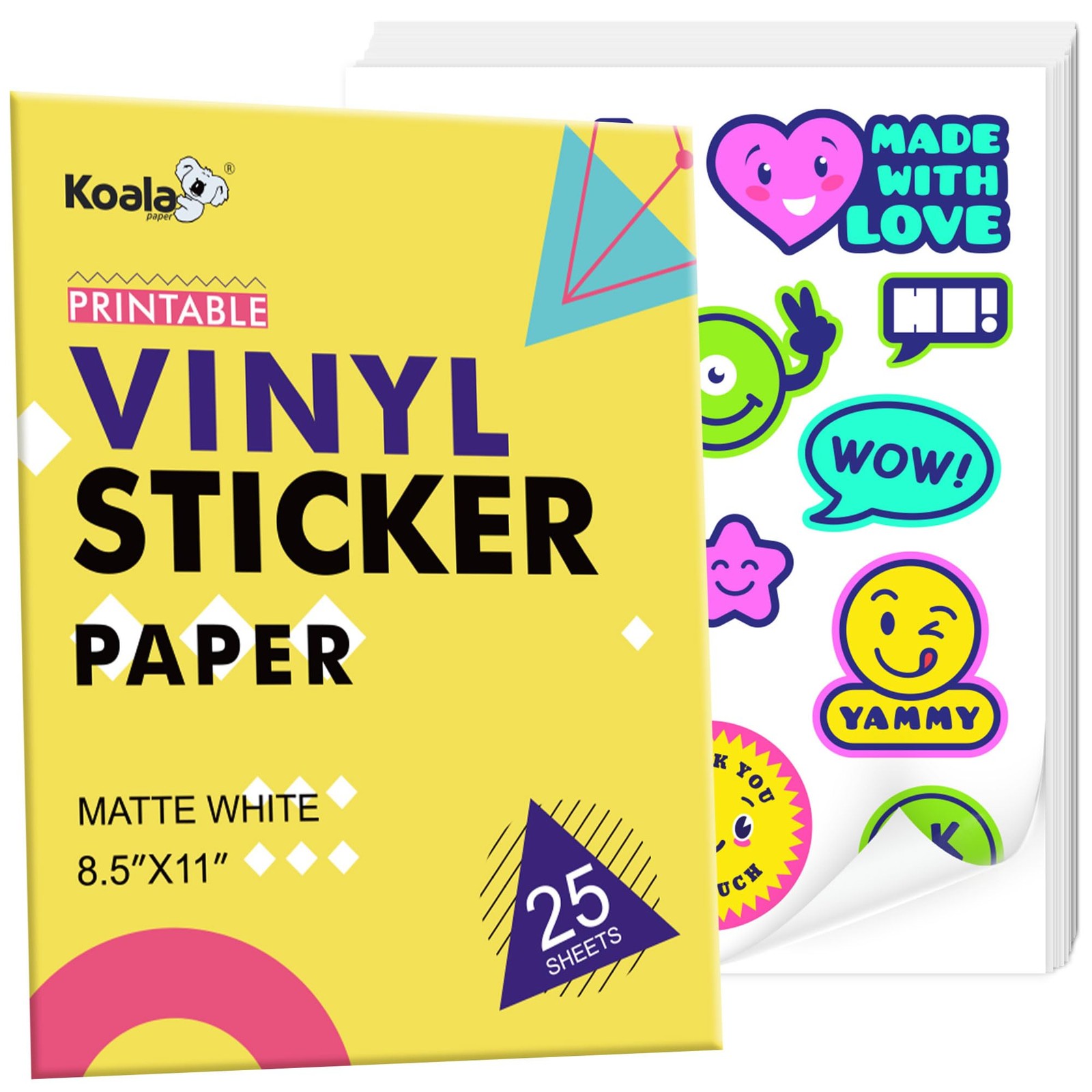 Printable Vinyl Sticker Paper for Inkjet & Laser Printer – 25 Sheets Matte Wh…