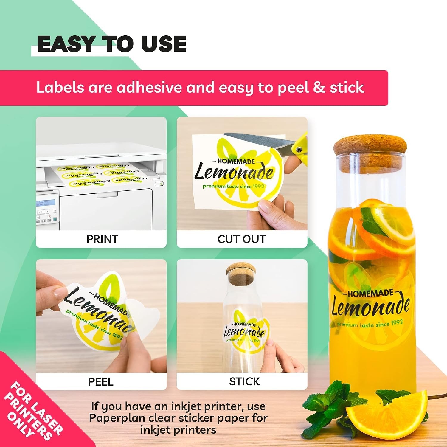 Vibrant Clear Laser Printer Sticker Paper – 20 Sheets for DIY & Commercial Use
