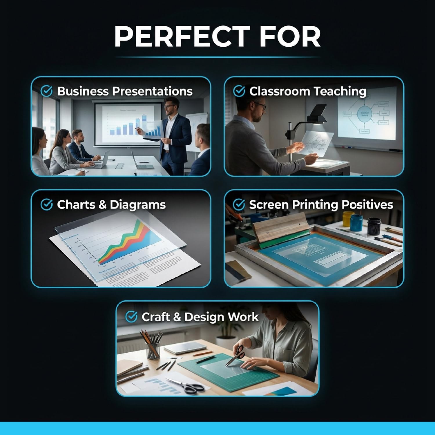 Inkjet OHP Transparency Film Sheets 8.5 × 11 Inch (Letter Size) 4.5 Mil – Cle…
