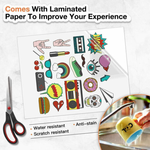 8.5″x11″Vinyl Sticker Paper Glossy Matte Clear Waterproof Printable Inkjet Laser