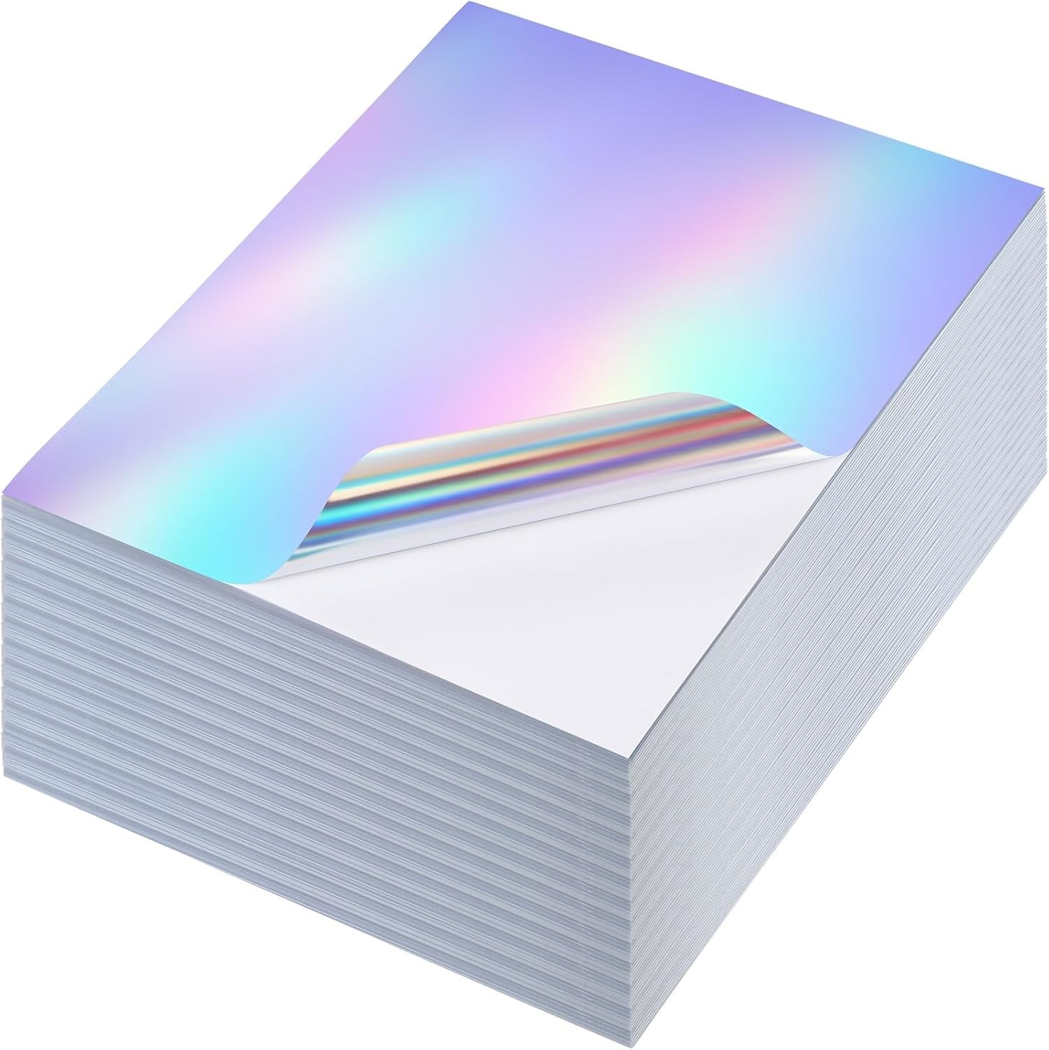 50 Sheets Holographic Sticker Paper 8.5 X11 Inch for Inkjet Printer & Laser Prin