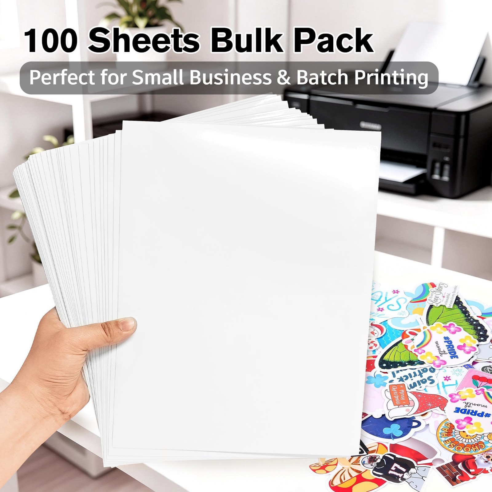 Printable Vinyl Sticker Paper, Glossy Waterproof Sticker Paper for Inkjet & L…