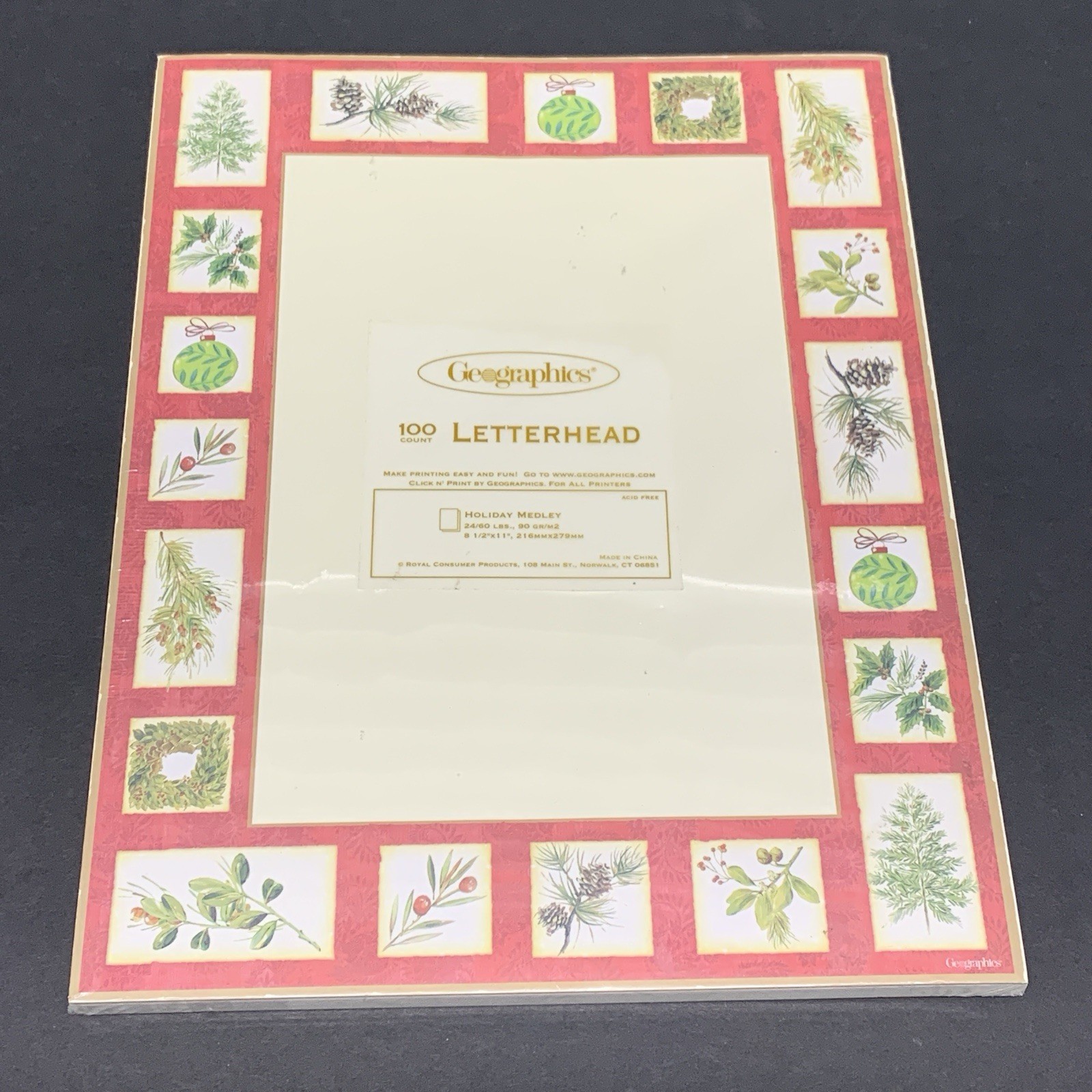 Holiday Time 8.5″x 11″ Holly & Berry Design Stationary Craft Paper 100 Sheets