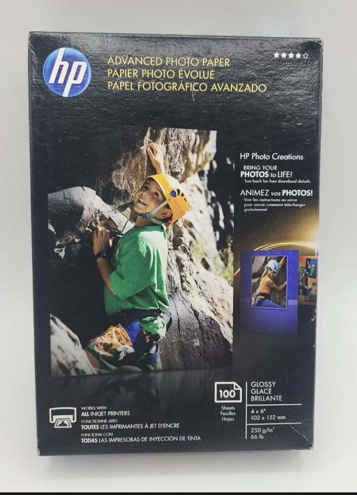 HP Advanced Photo Paper 4 x 6 Glossy 100 Sheets New Unopened FREE SHIPPING!!