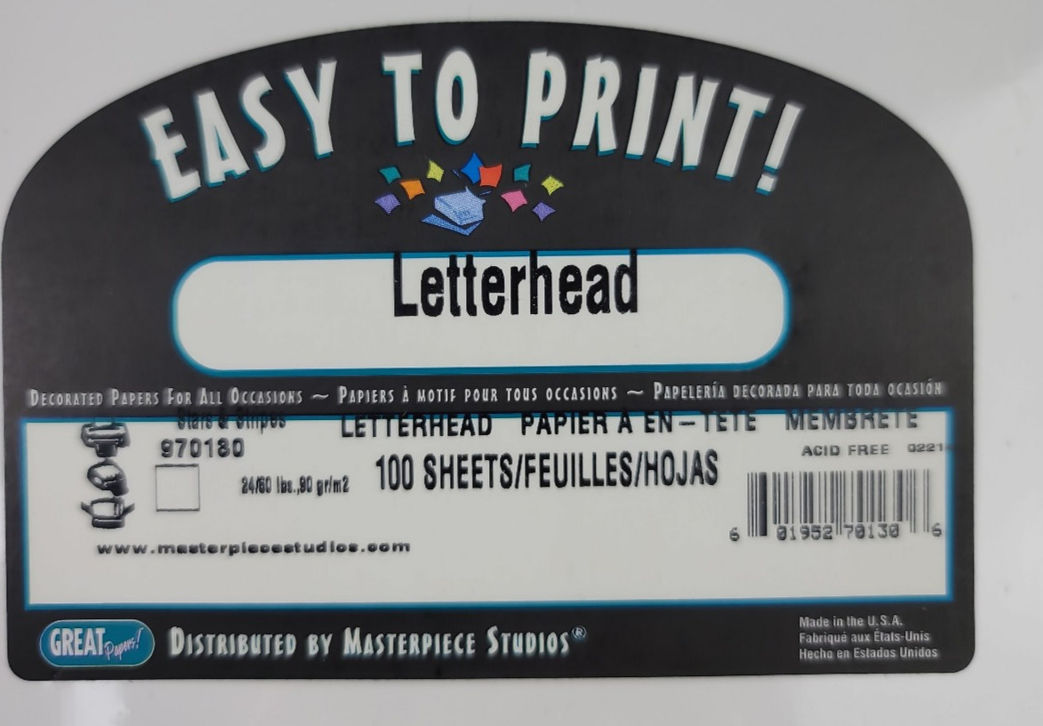 100 Sheets Patriotic Letterhead Printer Paper Stars & Stripes 8.5×11 24/60LB