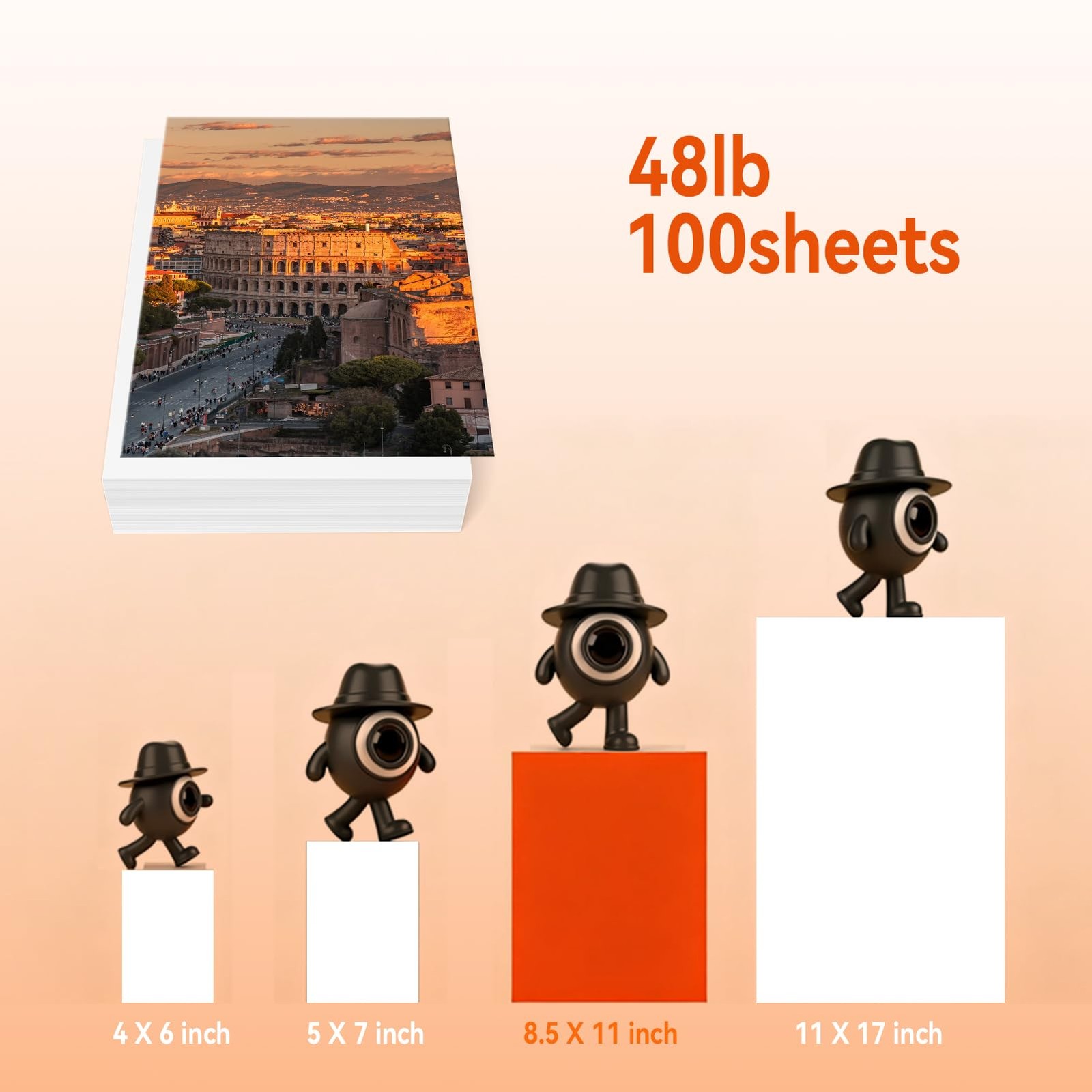 100Sheets Inkjet Glossy Photo 8.5×11 Inches 48lb-180Gsm for Instant Dry Inkje…