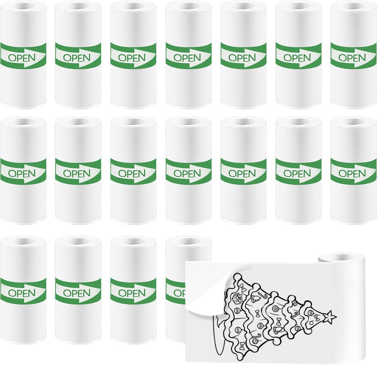18 Rolls Mini Thermal Printer Sticker Paper, 57x25mm, High-Contrast Sticker Pape