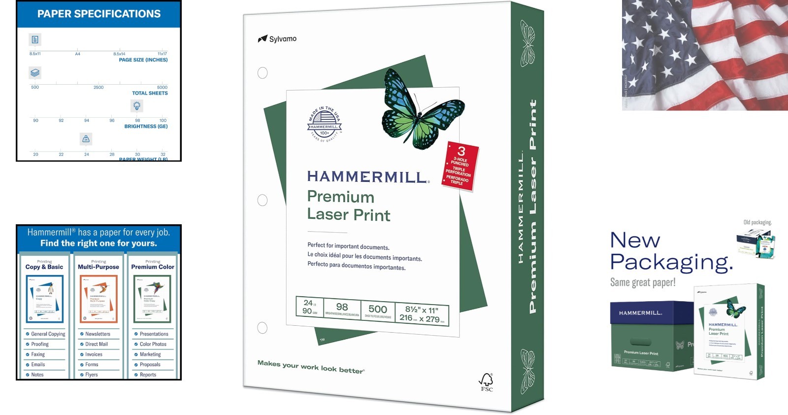 Laser Print Paper, 24 lb Copy Paper, 8.5 x 11 Letter Size, 3 Hole – 1 Ream 50…