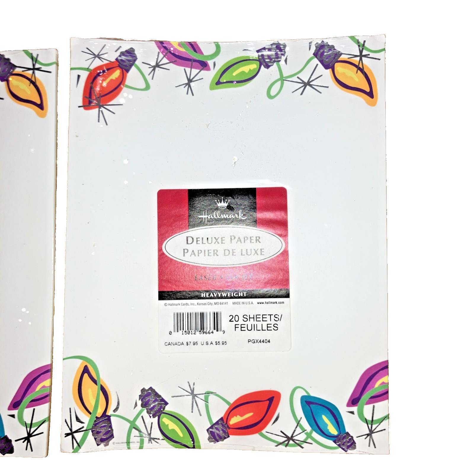 2 Hallmark Christmas Lights Stationary Printer Typing Paper Laser & Ink Jet New
