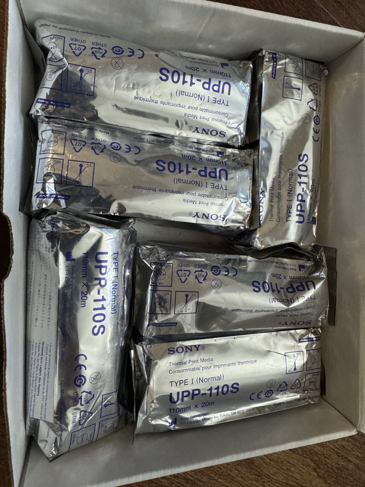 Lot Of 6 OEM SONY UPP-110S Standard Black and White Thermal Printer Media Paper