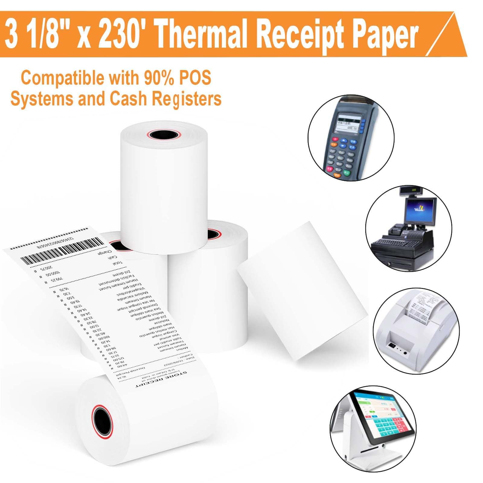 Coopaty Thermal Receipt Paper Rolls 3 1/8 x 230, 10 10 Rolls, White