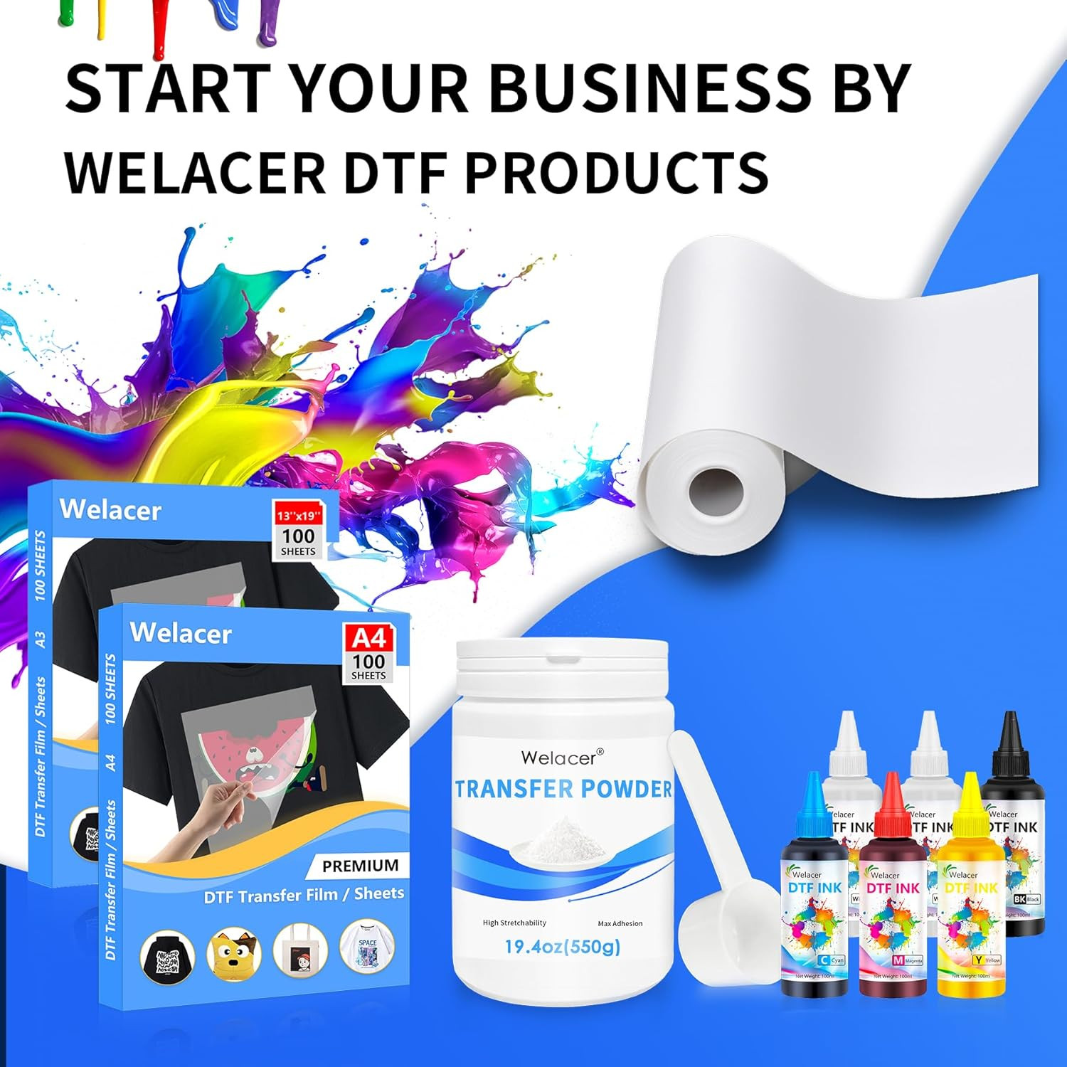 100 Sheets DTF Transfer Film Paper A4 Double Sided Thick Clear Pretreat Sheets,