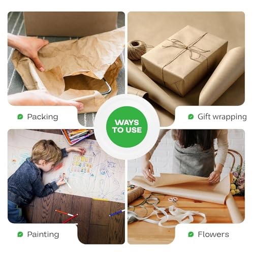 Large brown kraft paper roll 24 x 1200 ft for packing and crafts