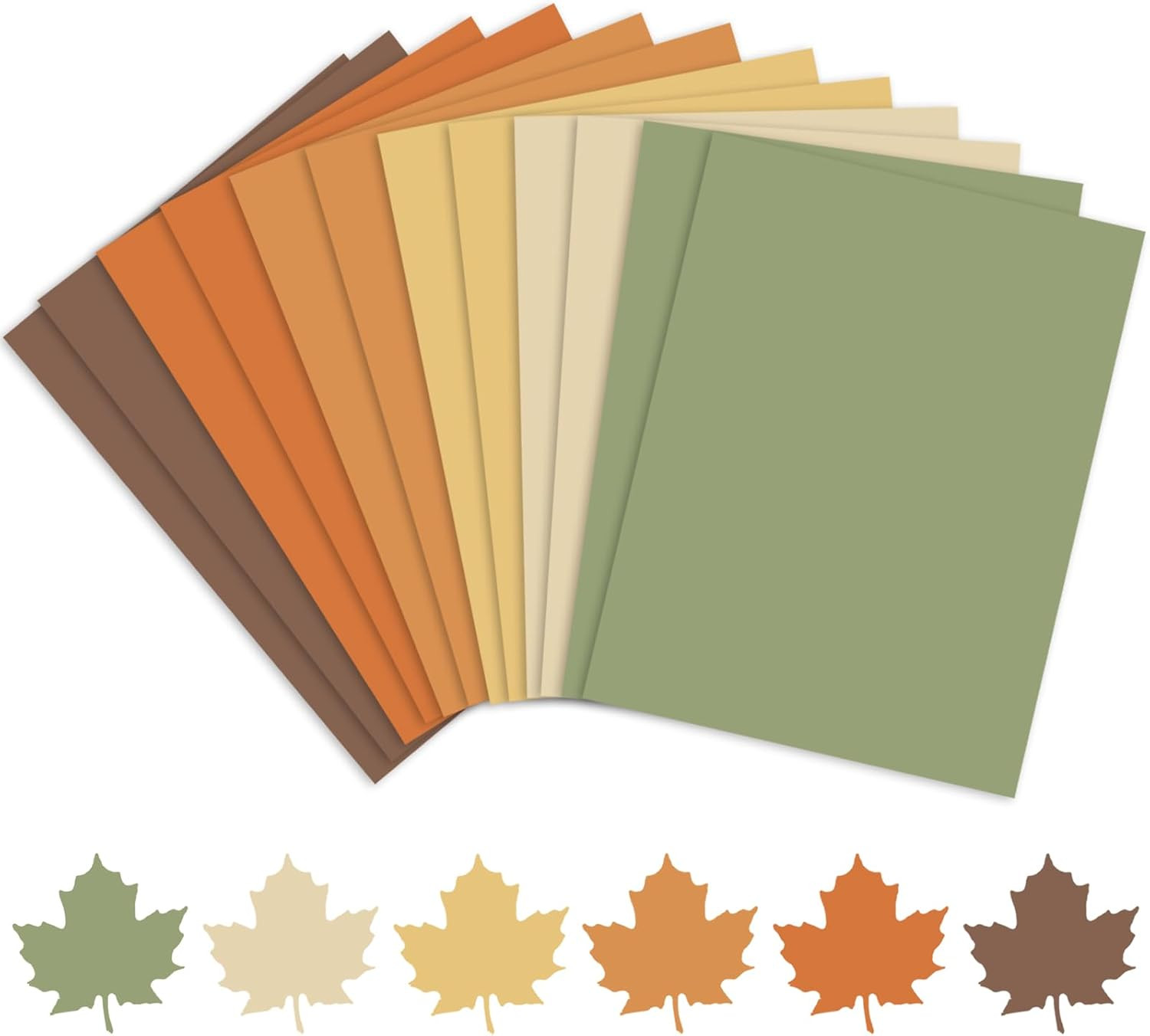 60 Sheets Boho Fall Colors Card Stock Paper Assorted Orange Green Brown Yellow C