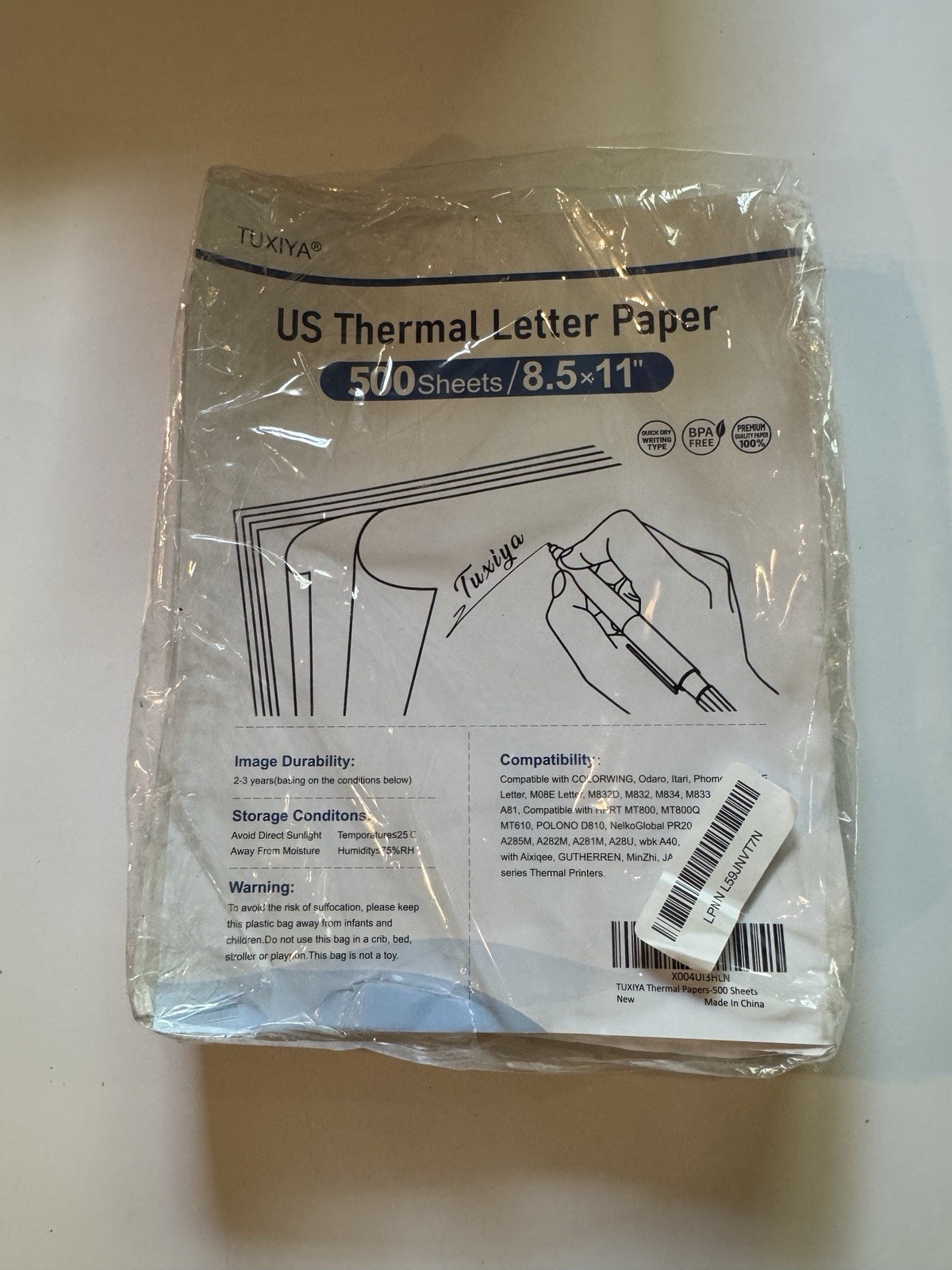 500 Sheets Thermal Printer Paper 8.5×11 BPA Free US Letter Size