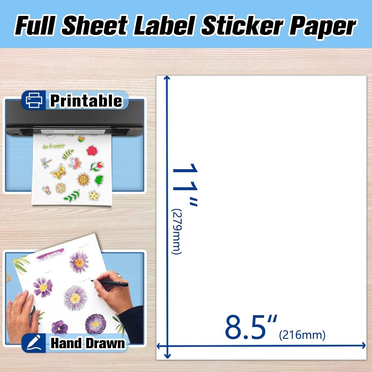 Thin Sticker Paper for Inkjet & Laser Printers, Matte White | 100 Sheets, 8.5…