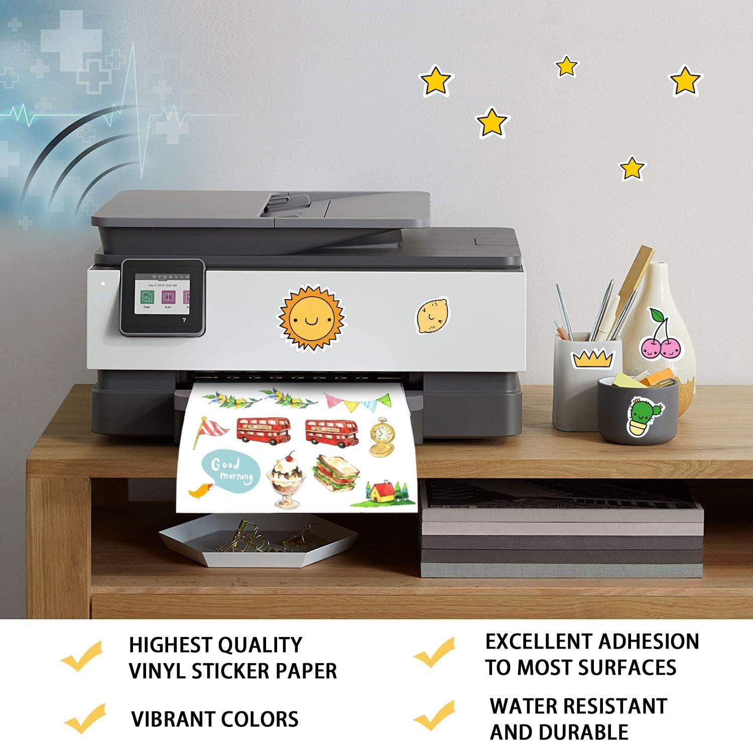 20 Printable Vinyl Sticker Paper 8.5×11 Glossy Waterproof Decal for Laser Inkjet